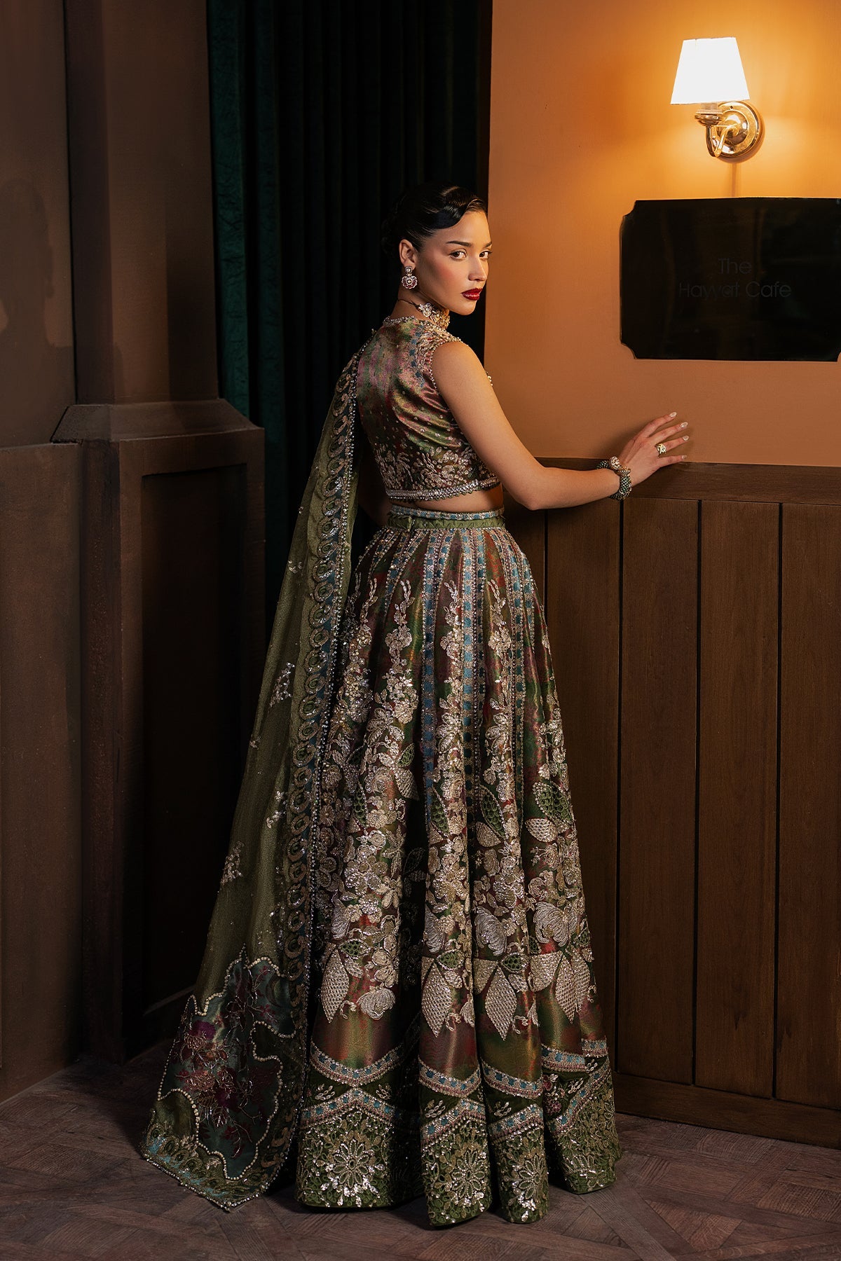 Women Wearing Mahsil Golden Lehnga Choli  For Festive Events - Pakistani Designer Wear For Women In Uk | Kifat
