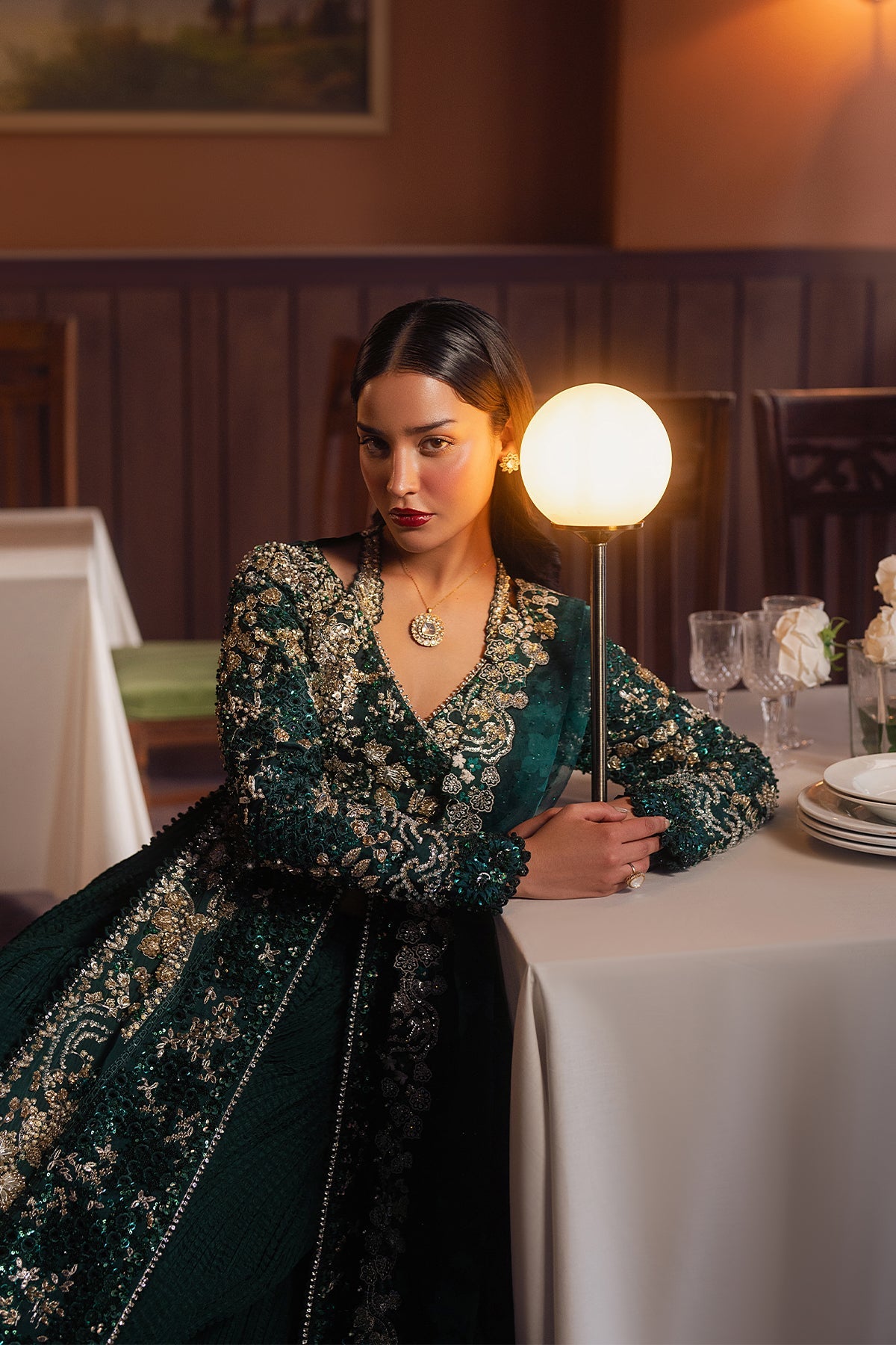 Women Wearing Zareenah Teal Green Front Open Shirt  For Festive Events - Pakistani Designer Wear For Women In Uk | Kifat