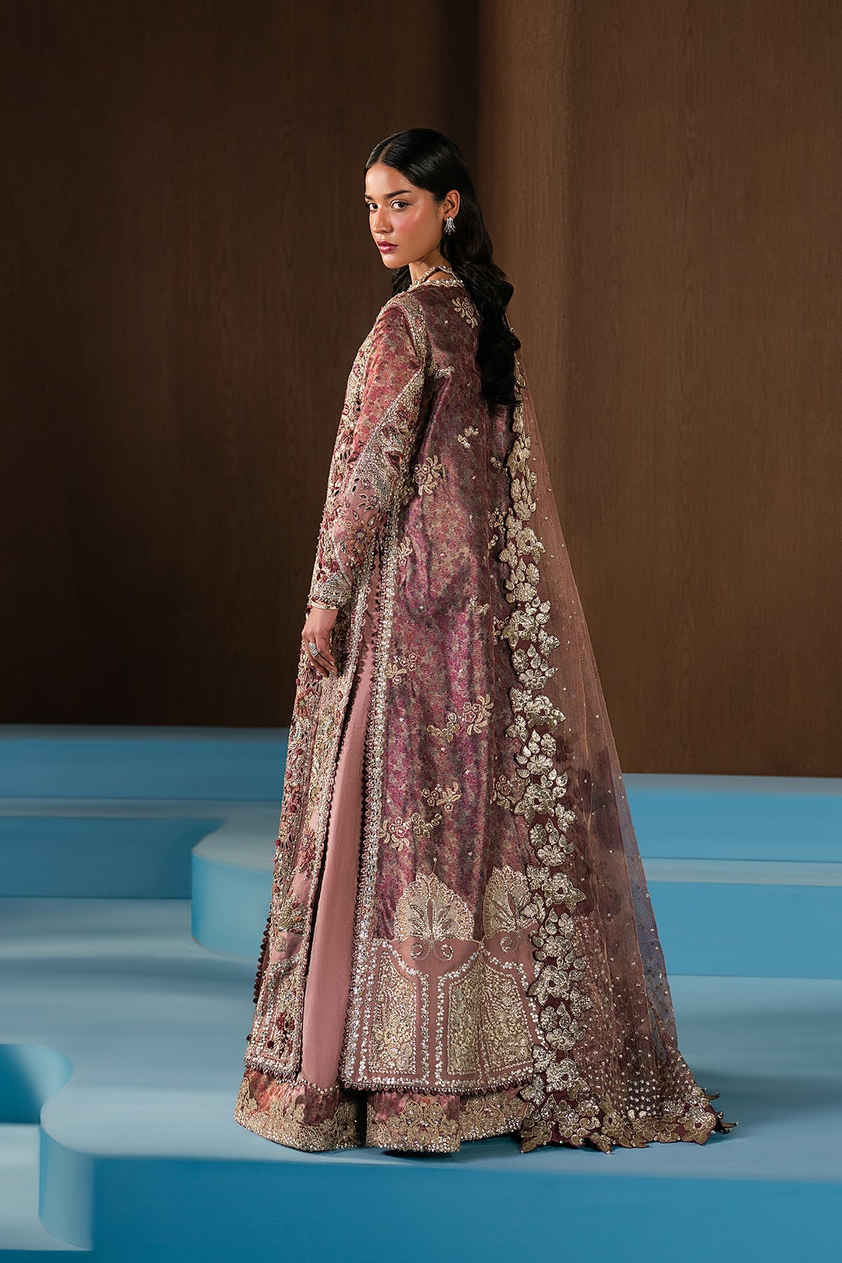 Women Wearing Zarhel Golden/Silver Front Open Shirt  For Festive Events - Pakistani Designer Wear For Women In Uk | Kifat