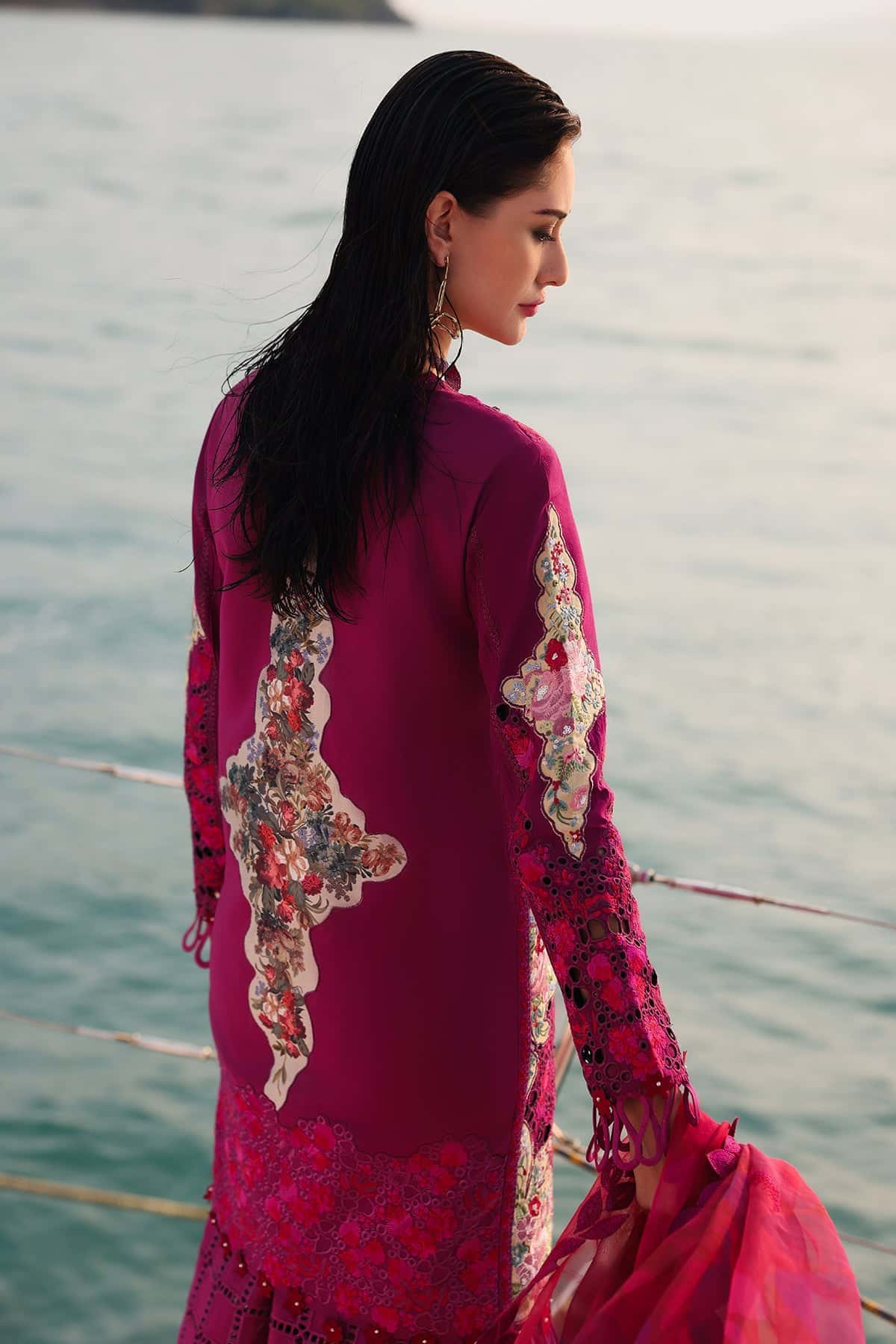 Women Wearing Serene Red Long Shirt  For Luxury Events - Pakistani Designer Wear For Women In Uk | Kifat