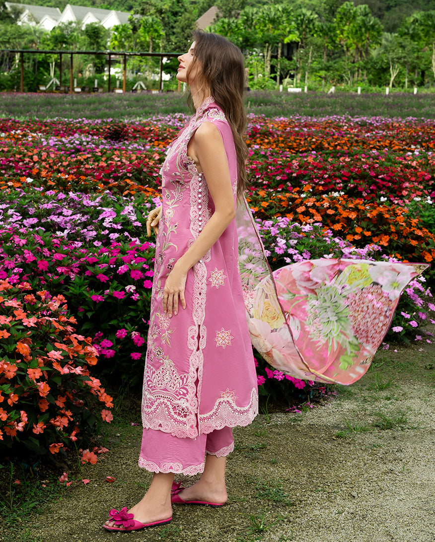 Women Wearing Whimsical Scent Pink Long Shirt for Festive Events - Pakistani Designer Wear for Women in UK | Kifat