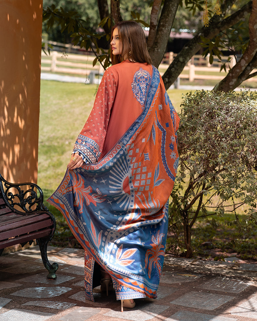 Women Wearing Whispers of Change Orange Long Shirt for Casual Events - Pakistani Designer Wear for Women in UK | Kifat