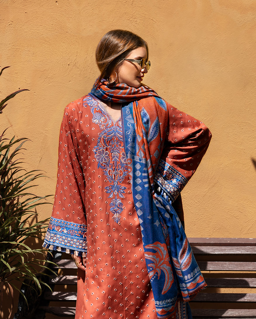 Women Wearing Whispers of Change Orange Long Shirt for Casual Events - Pakistani Designer Wear for Women in UK | Kifat