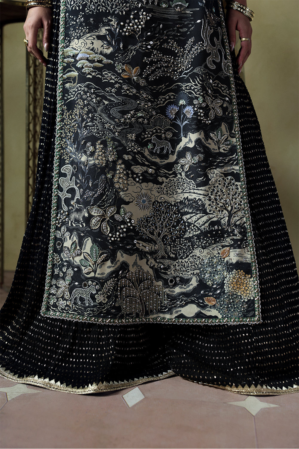 Soraya Zyra Black Long Shirt for Wedding Wear, Guest of Wedding Wear - Pakistani Designer Wear for Women in UK | Kifat