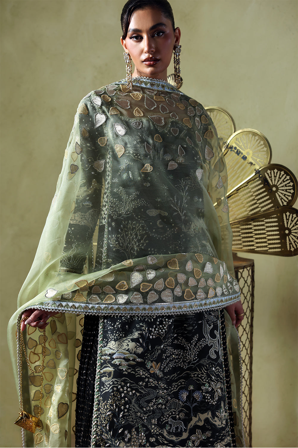 Soraya Zyra Black Long Shirt for Wedding Wear, Guest of Wedding Wear - Pakistani Designer Wear for Women in UK | Kifat