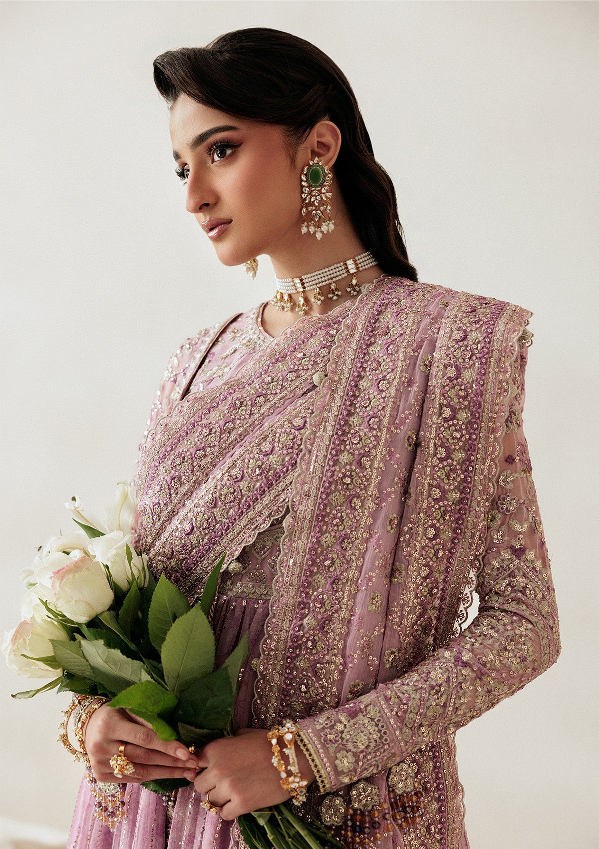 AIKSHAAM '26 - VOL. 1 - LOOK 01 Lilac Long Frock with Sharara For Formal Events - Pakistani Designer Wear for Women in UK | Kifat