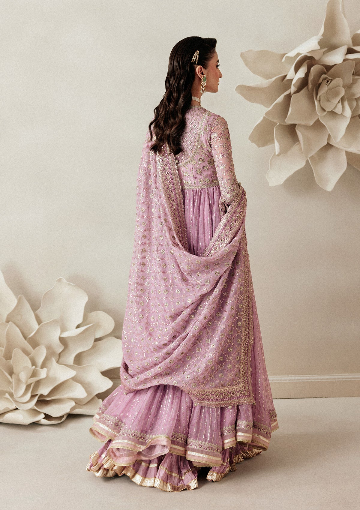 AIKSHAAM '26 - VOL. 1 - LOOK 01 Lilac Long Frock with Sharara For Formal Events - Pakistani Designer Wear for Women in UK | Kifat