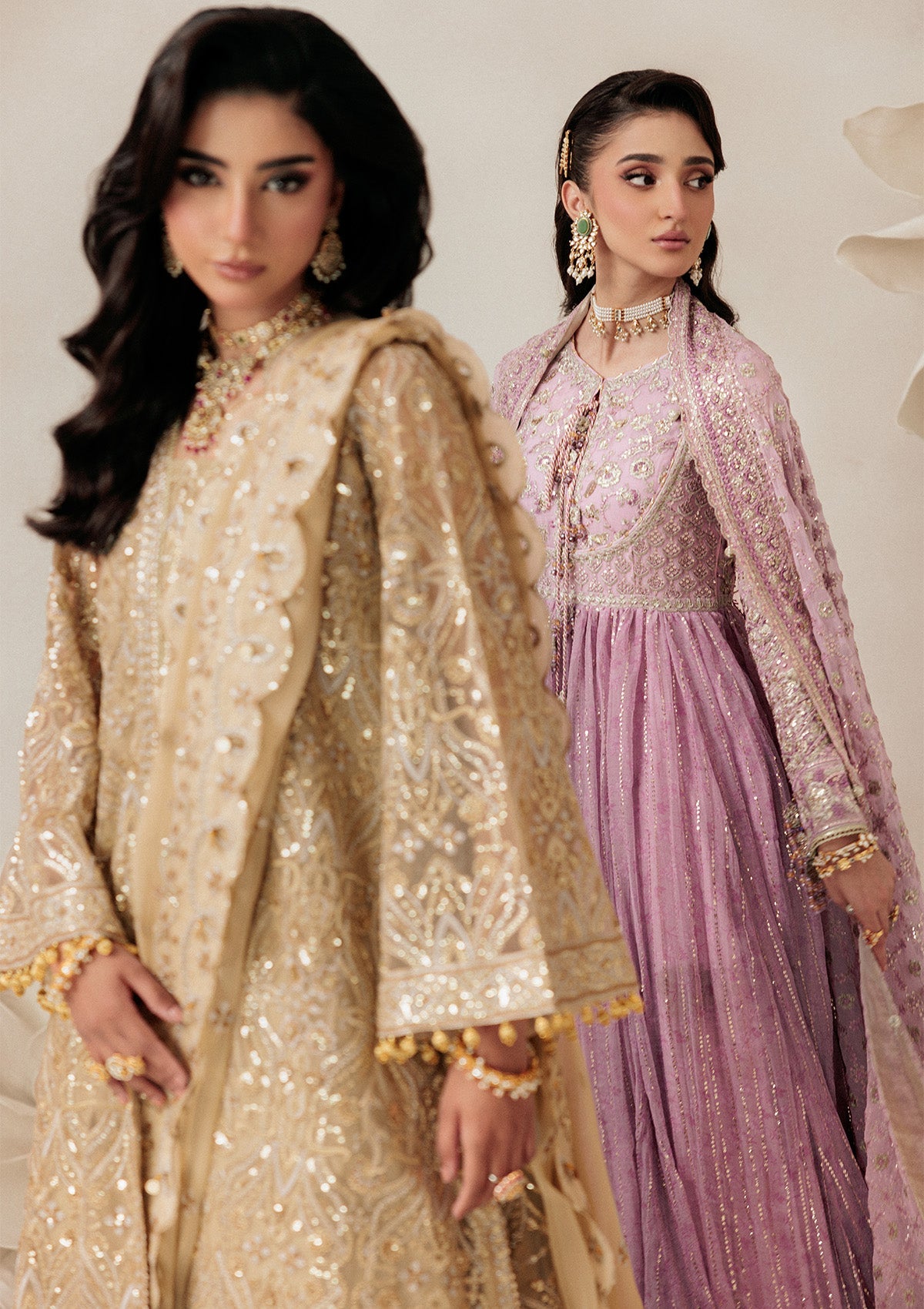 AIKSHAAM '26 - VOL. 1 - LOOK 01 Lilac Long Frock with Sharara For Formal Events - Pakistani Designer Wear for Women in UK | Kifat