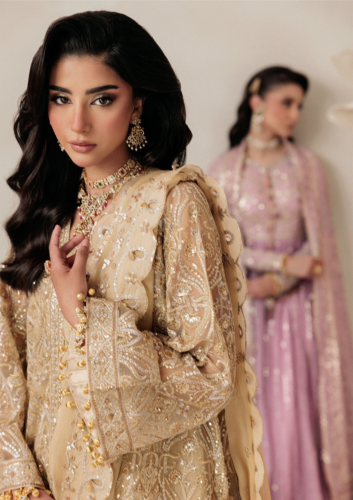 AIKSHAAM '26 - VOL. 1 - LOOK 03 Light Brown Shirt with Sharara For Formal Events - Pakistani Designer Wear for Women in UK | Kifat