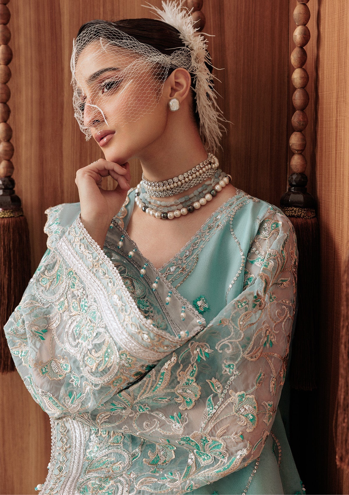 AIKSHAAM '26 - VOL. 1 - LOOK 06 Light Blue Front Open Shirt For Formal Events - Pakistani Designer Wear for Women in UK | Kifat