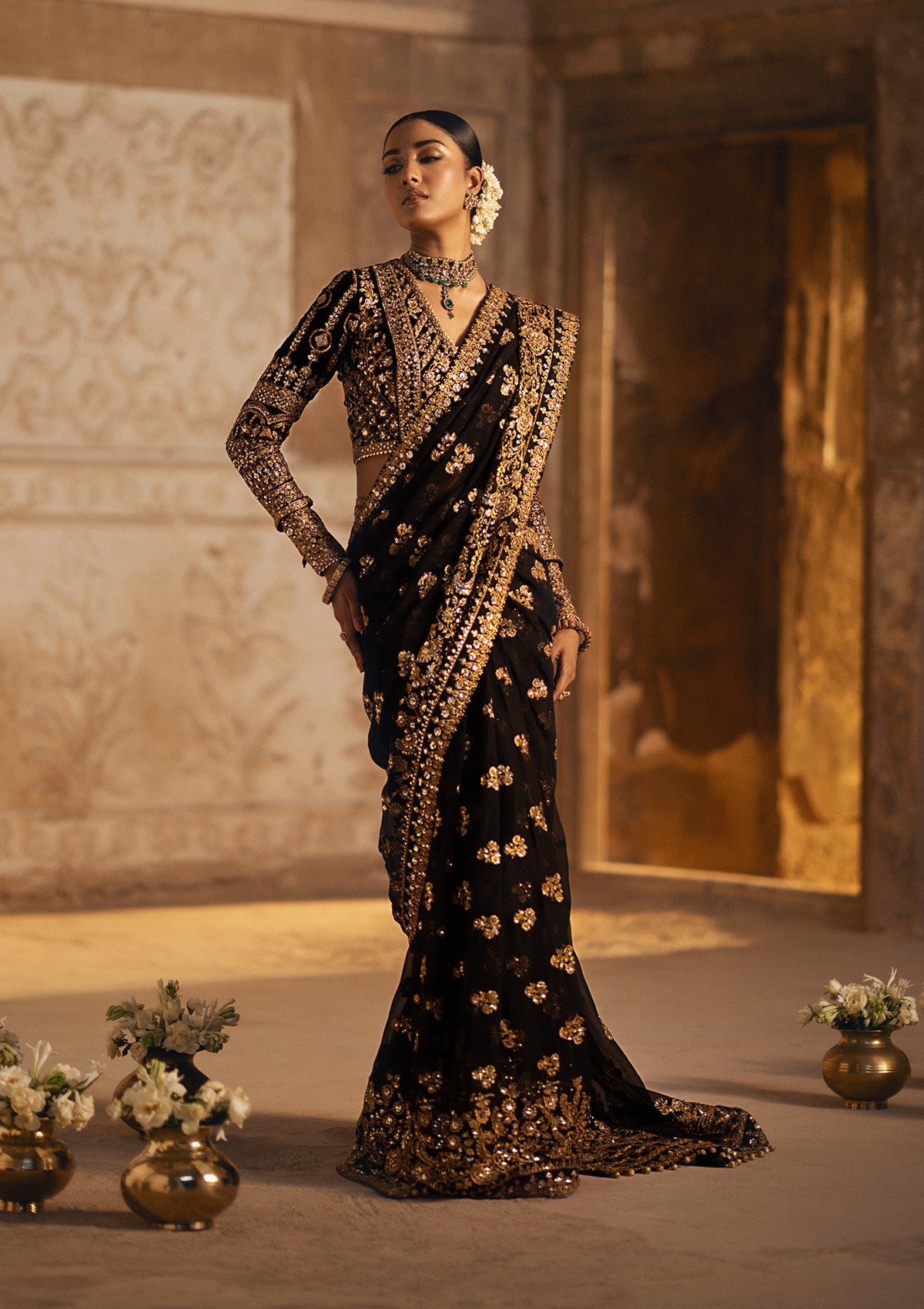 DASTOOR - LOOK 04 Black Trouser For Formal Events - Pakistani Designer Wear for Women in UK | Kifat