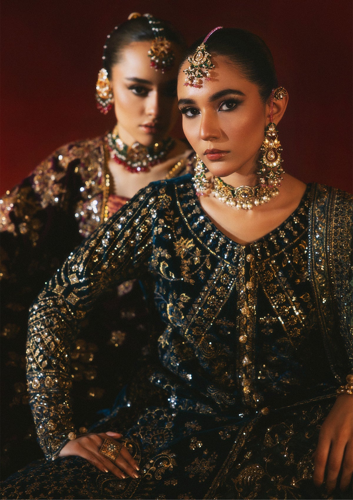 DASTOOR - LOOK 05 Teal Blue Front Open Shirt with Lehnga For Formal Events - Pakistani Designer Wear for Women in UK | Kifat