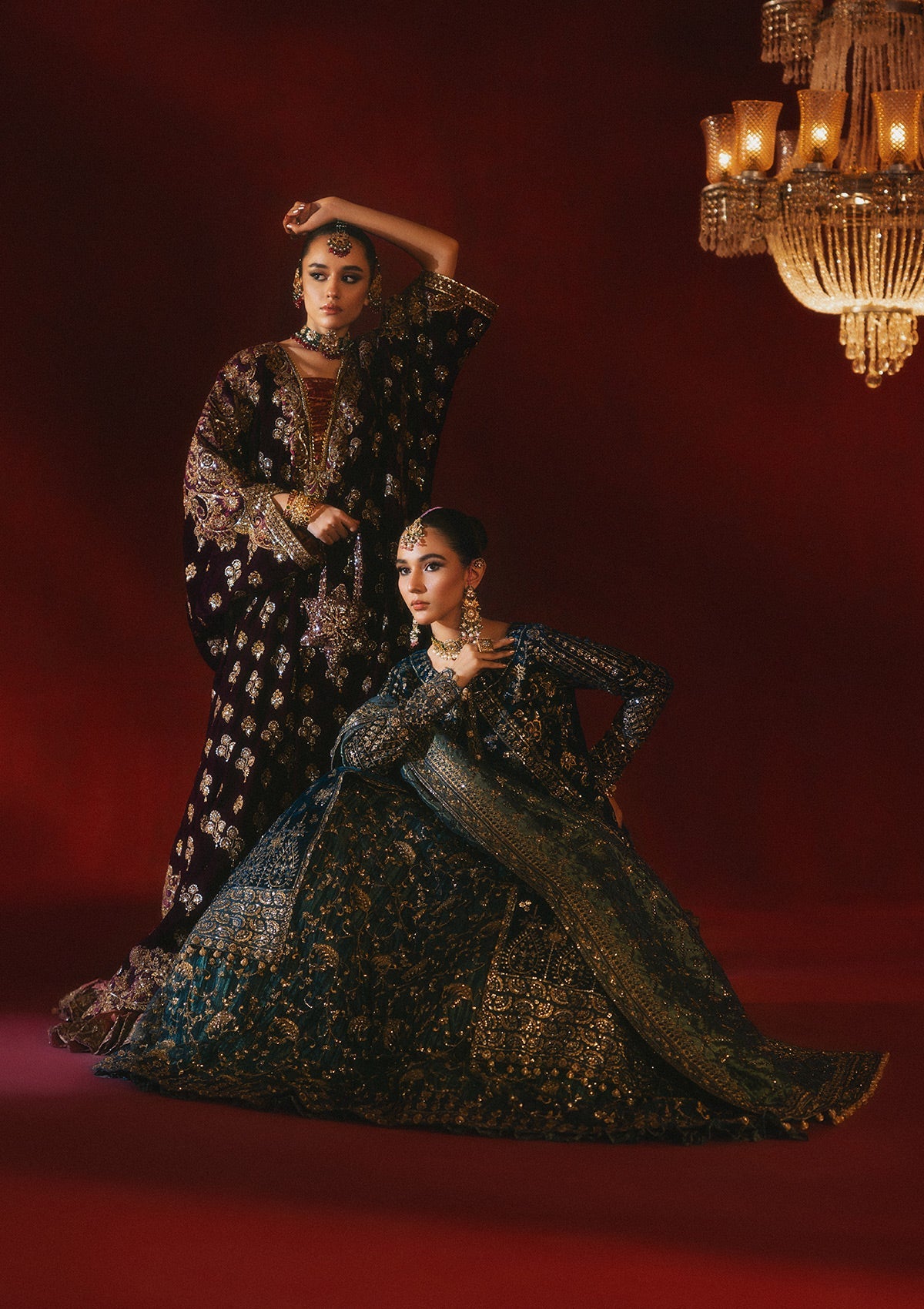 DASTOOR - LOOK 05 Teal Blue Front Open Shirt with Lehnga For Formal Events - Pakistani Designer Wear for Women in UK | Kifat