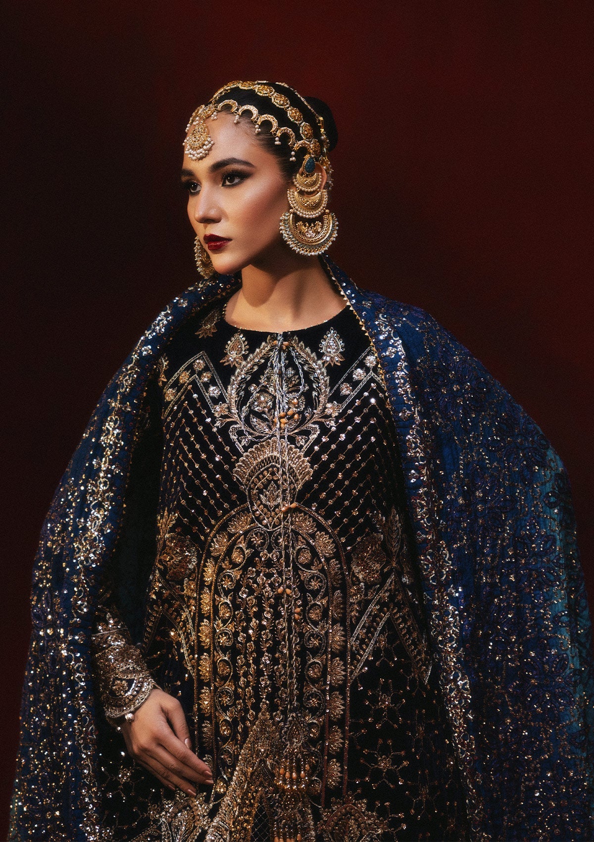 DASTOOR - LOOK 07 Navy Blue Long Shirt with Sharara For Formal Events - Pakistani Designer Wear for Women in UK | Kifat