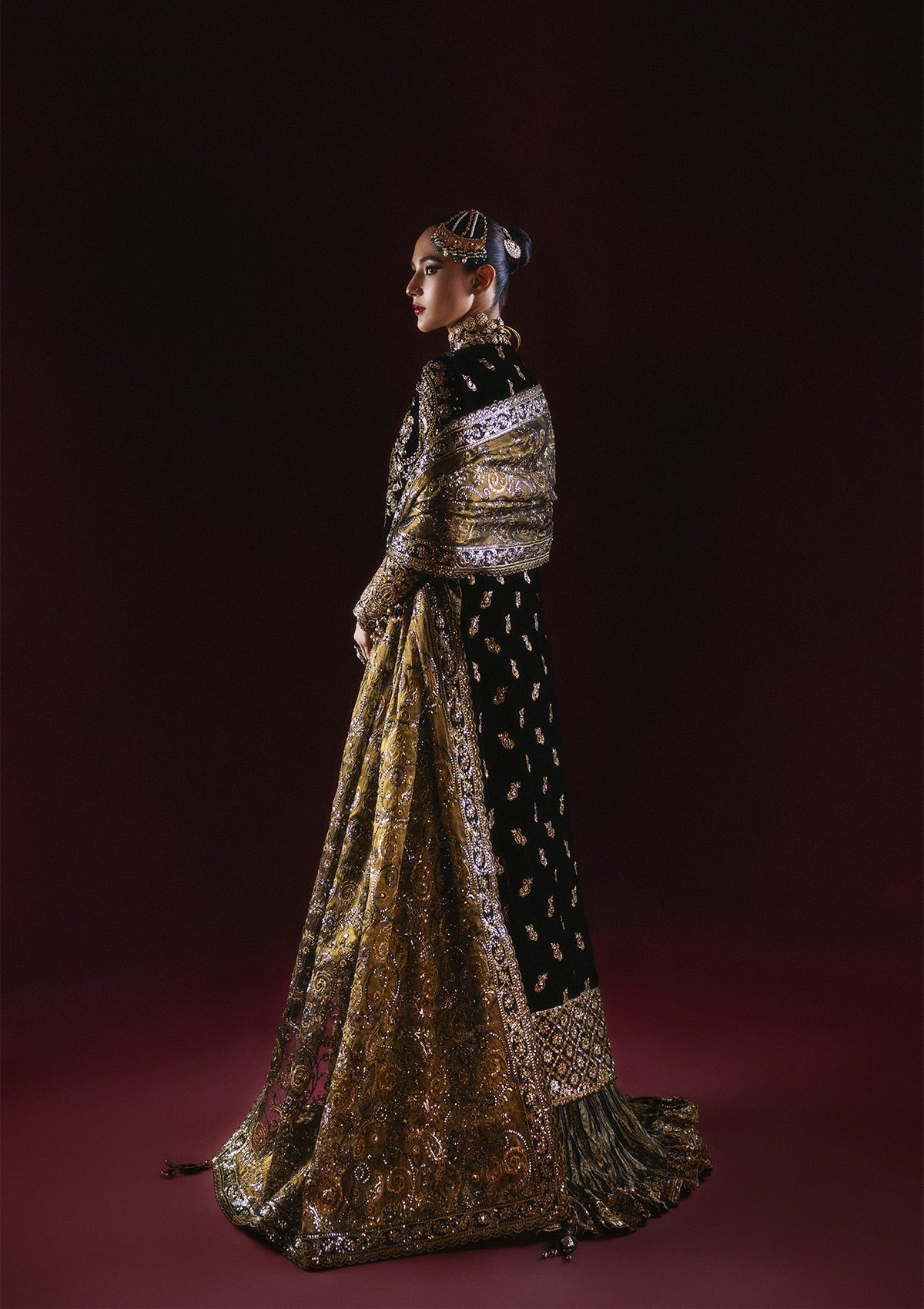 DASTOOR - LOOK 08 Black Front Open Shirt with Sharara For Formal Events - Pakistani Designer Wear for Women in UK | Kifat