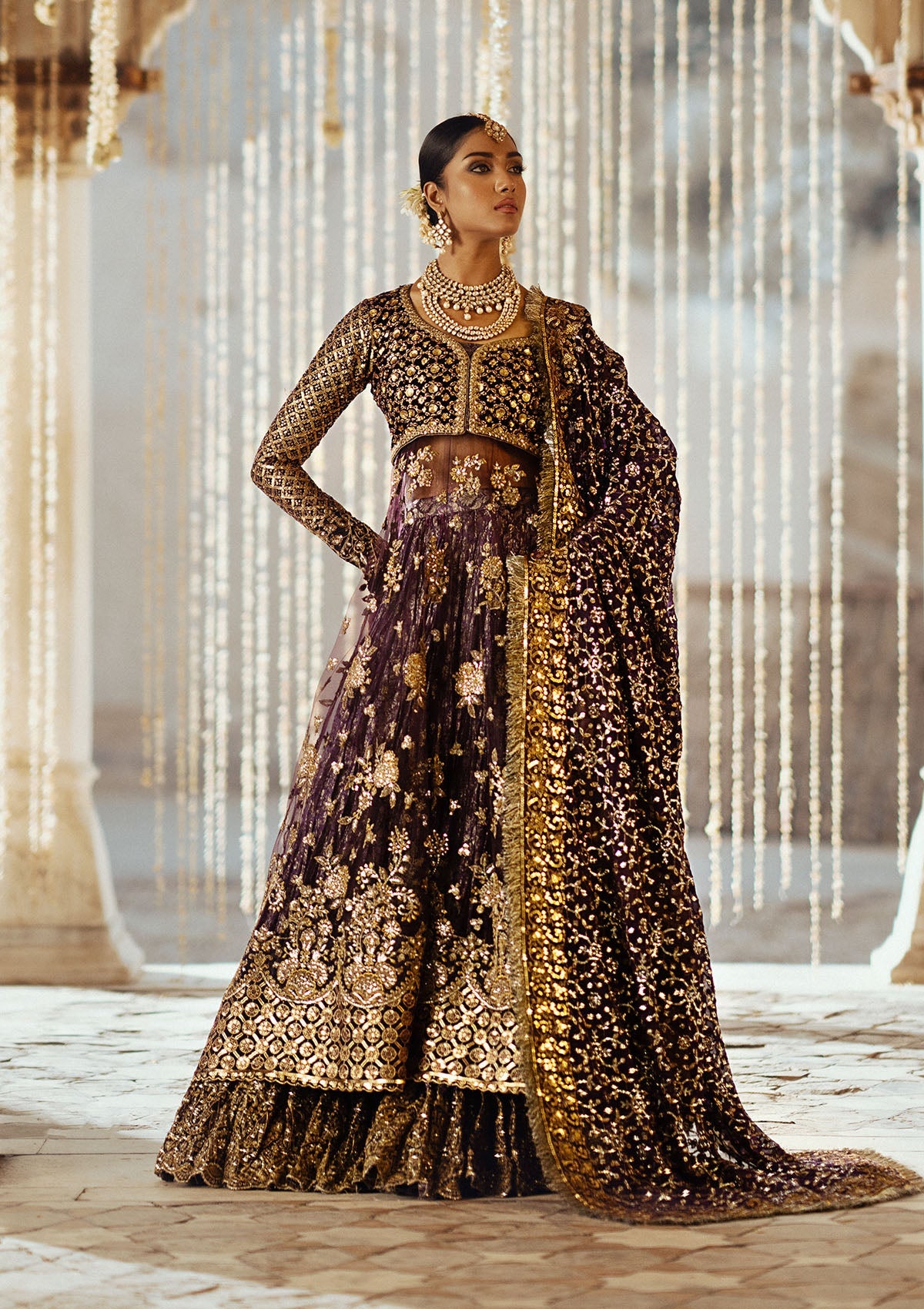 DASTOOR - LOOK 10 Midnight Purple Peshwas For Formal Events - Pakistani Designer Wear for Women in UK | Kifat