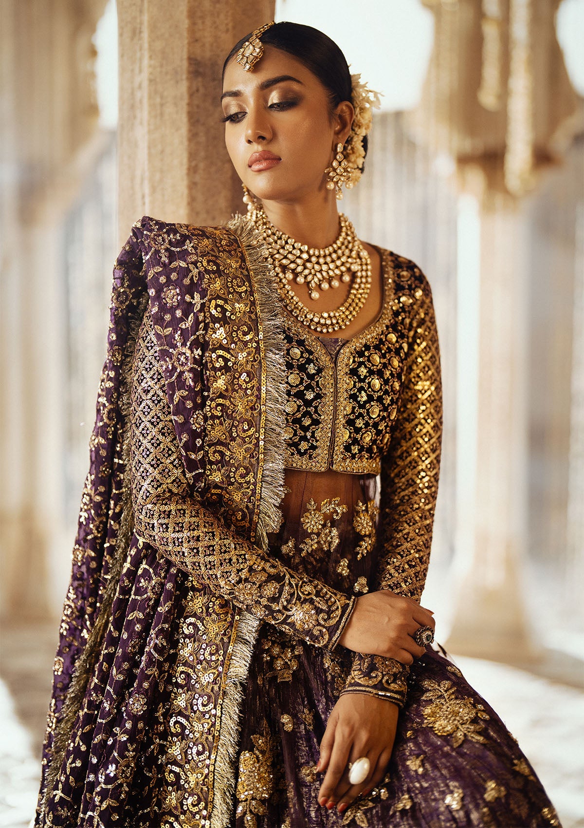 DASTOOR - LOOK 10 Midnight Purple Peshwas For Formal Events - Pakistani Designer Wear for Women in UK | Kifat