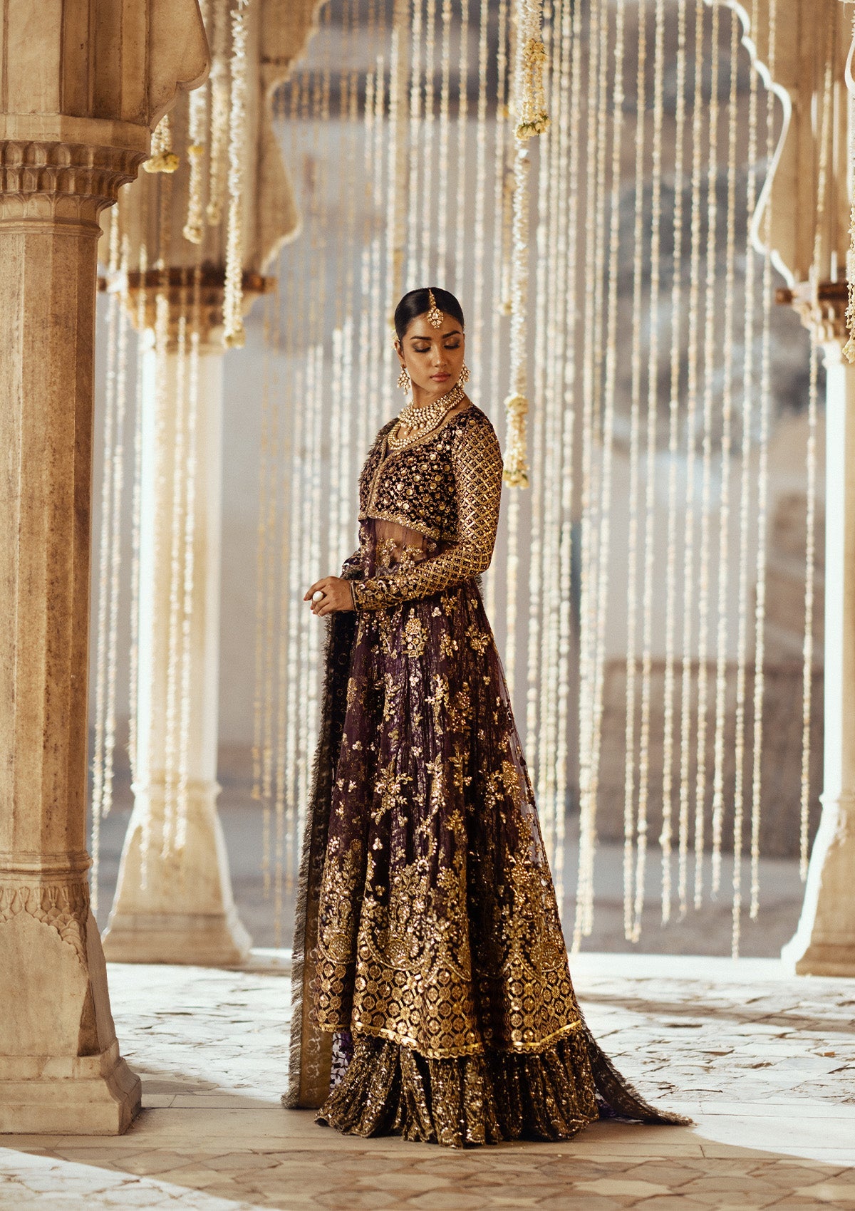 DASTOOR - LOOK 10 Midnight Purple Peshwas For Formal Events - Pakistani Designer Wear for Women in UK | Kifat