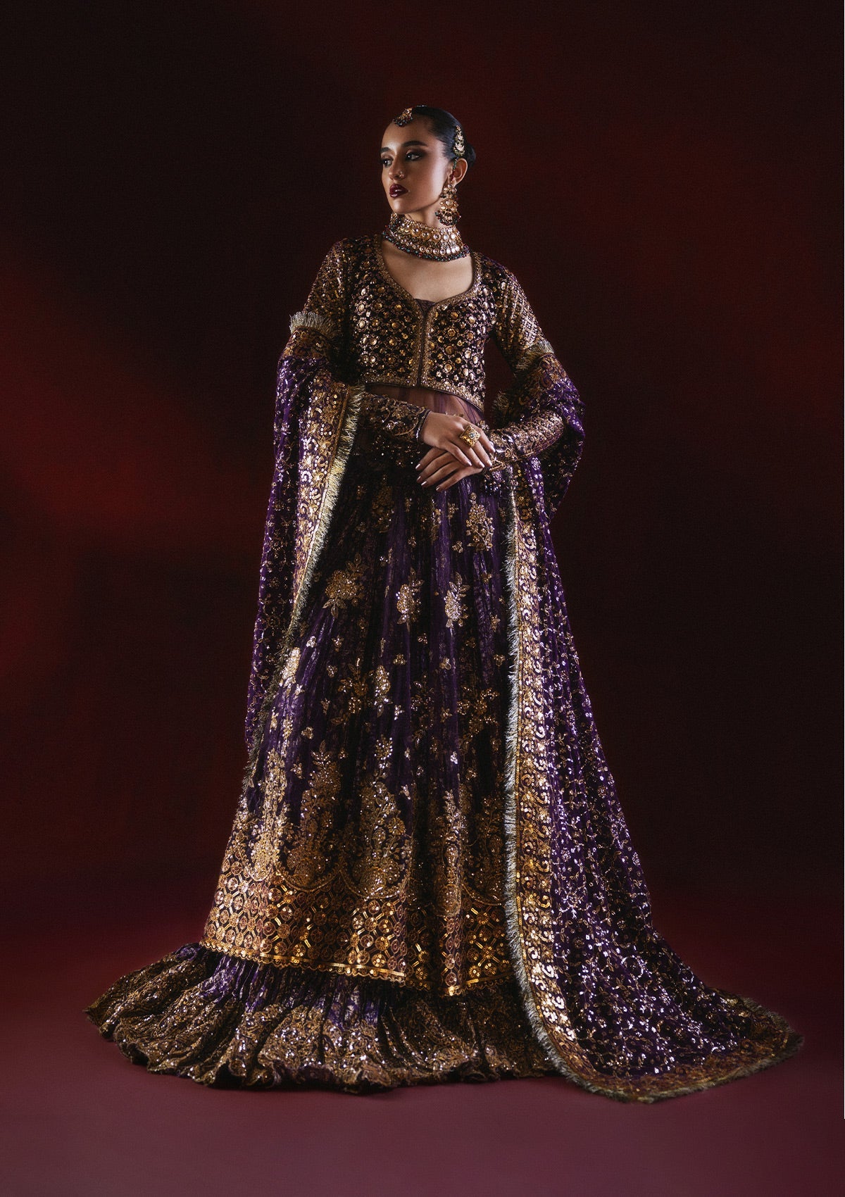 DASTOOR - LOOK 10 Midnight Purple Peshwas For Formal Events - Pakistani Designer Wear for Women in UK | Kifat