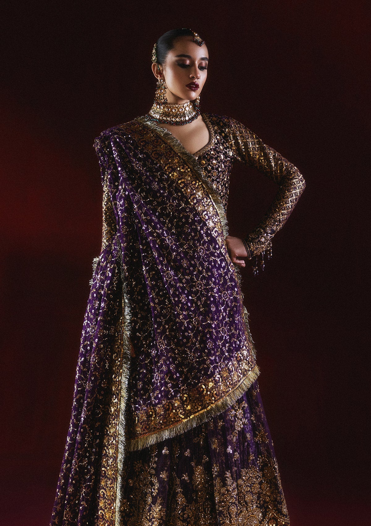 DASTOOR - LOOK 10 Midnight Purple Peshwas For Formal Events - Pakistani Designer Wear for Women in UK | Kifat