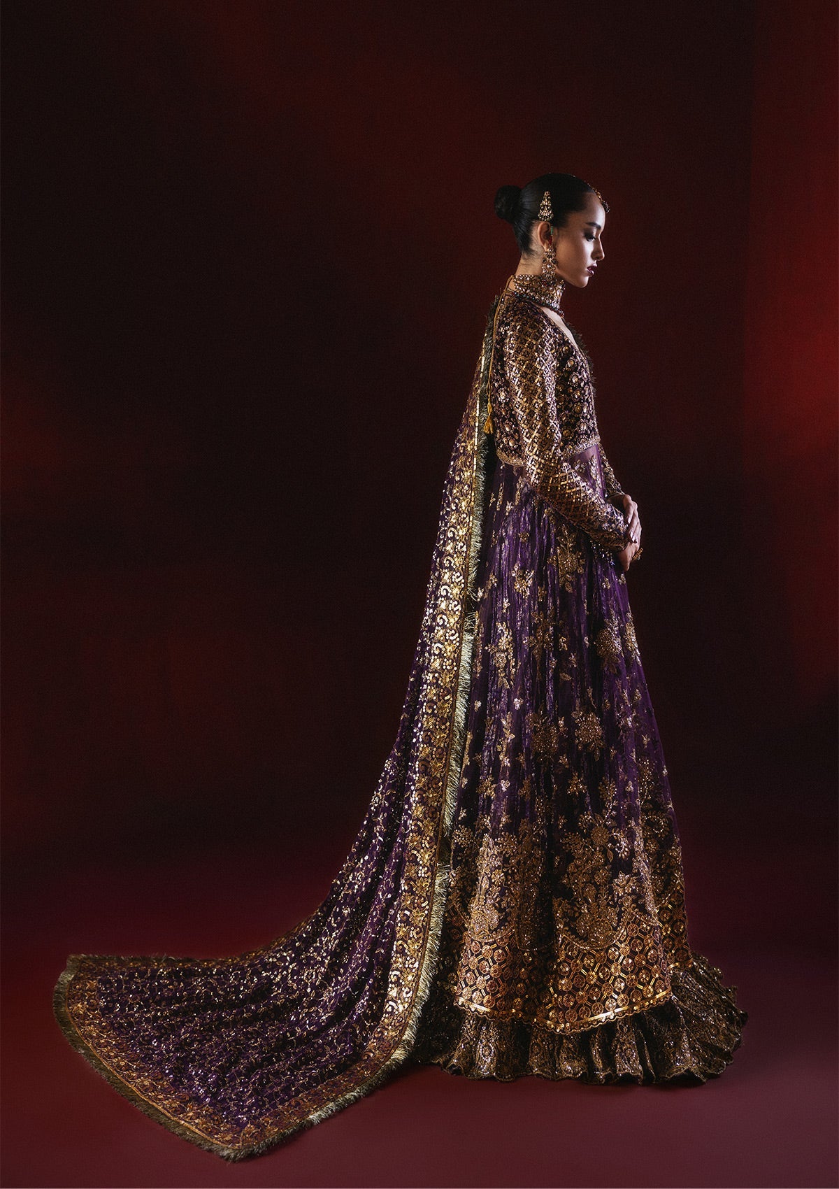 DASTOOR - LOOK 10 Midnight Purple Peshwas For Formal Events - Pakistani Designer Wear for Women in UK | Kifat