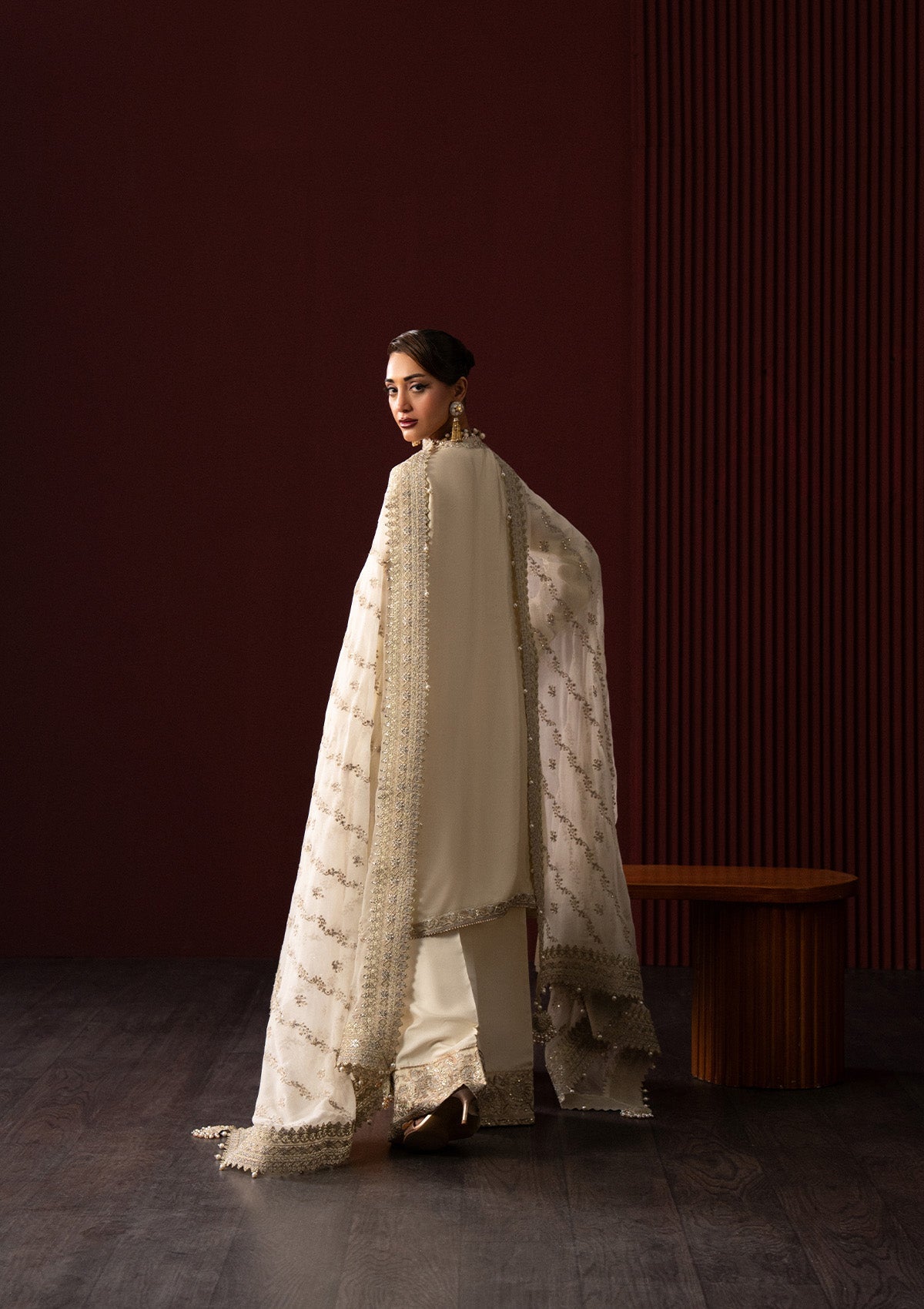 LADY AIK '25 - VOL. 1 - LOOK 01 Ivory Front Open Shirt For Luxury Events - Pakistani Designer Wear for Women in UK | Kifat