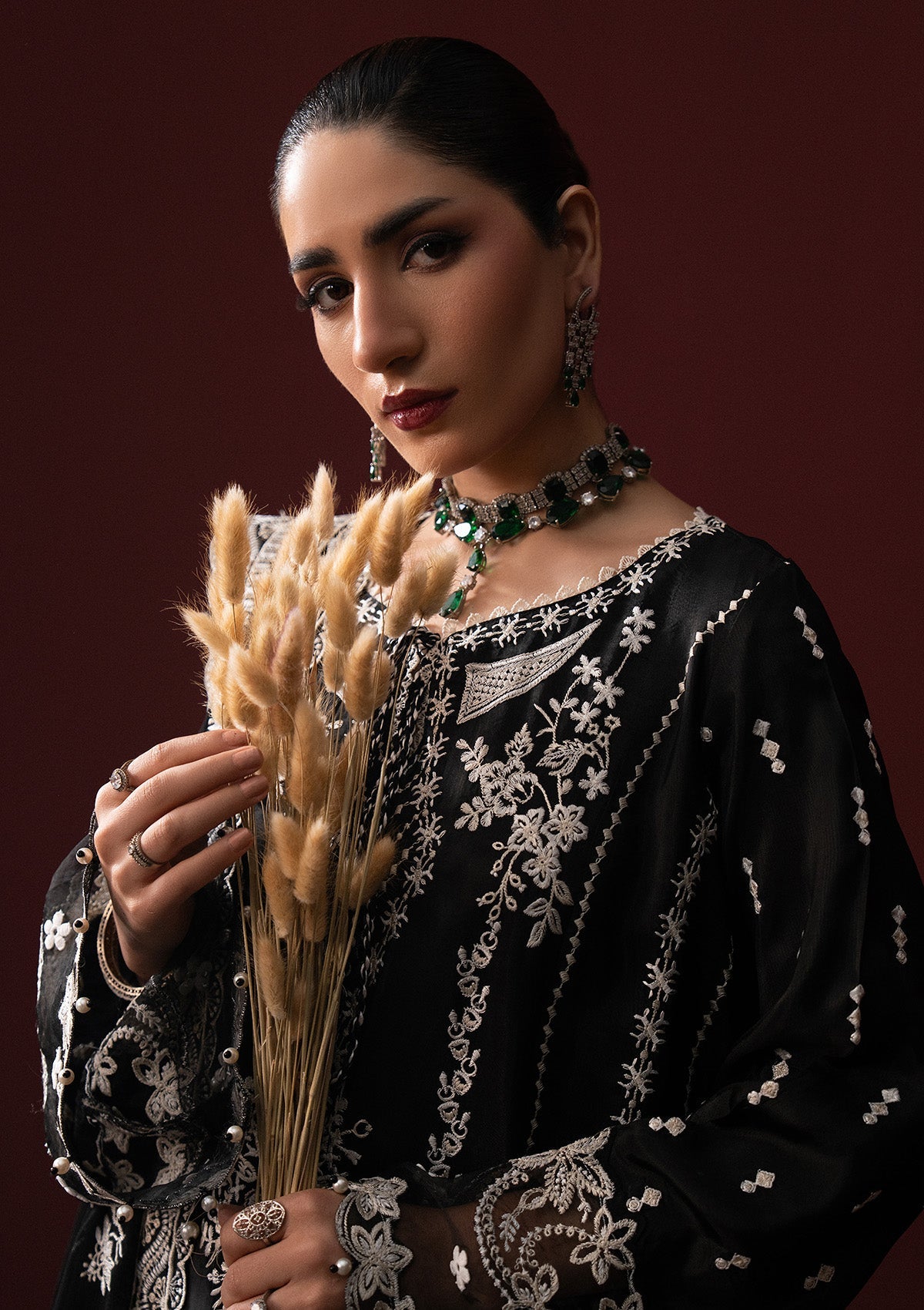 LADY AIK '25 - VOL. 1 - LOOK 02 Black Long Shirt For Luxury Events - Pakistani Designer Wear for Women in UK | Kifat