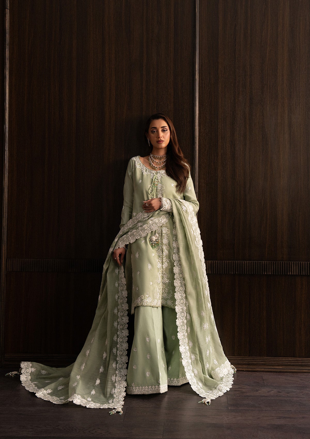 LADY AIK '25 - VOL. 1 - LOOK 03 Lime Green Front Open Shirt For Luxury Events - Pakistani Designer Wear for Women in UK | Kifat