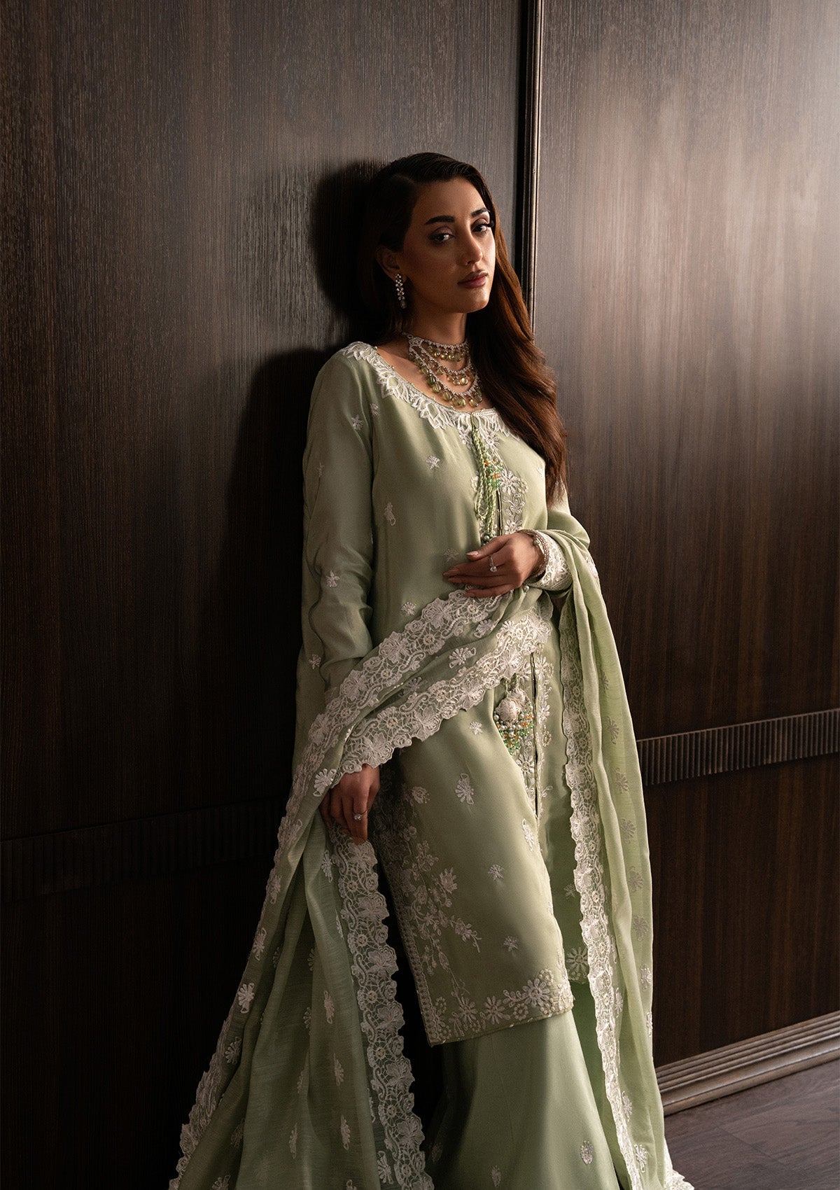 LADY AIK '25 - VOL. 1 - LOOK 03 Lime Green Front Open Shirt For Luxury Events - Pakistani Designer Wear for Women in UK | Kifat