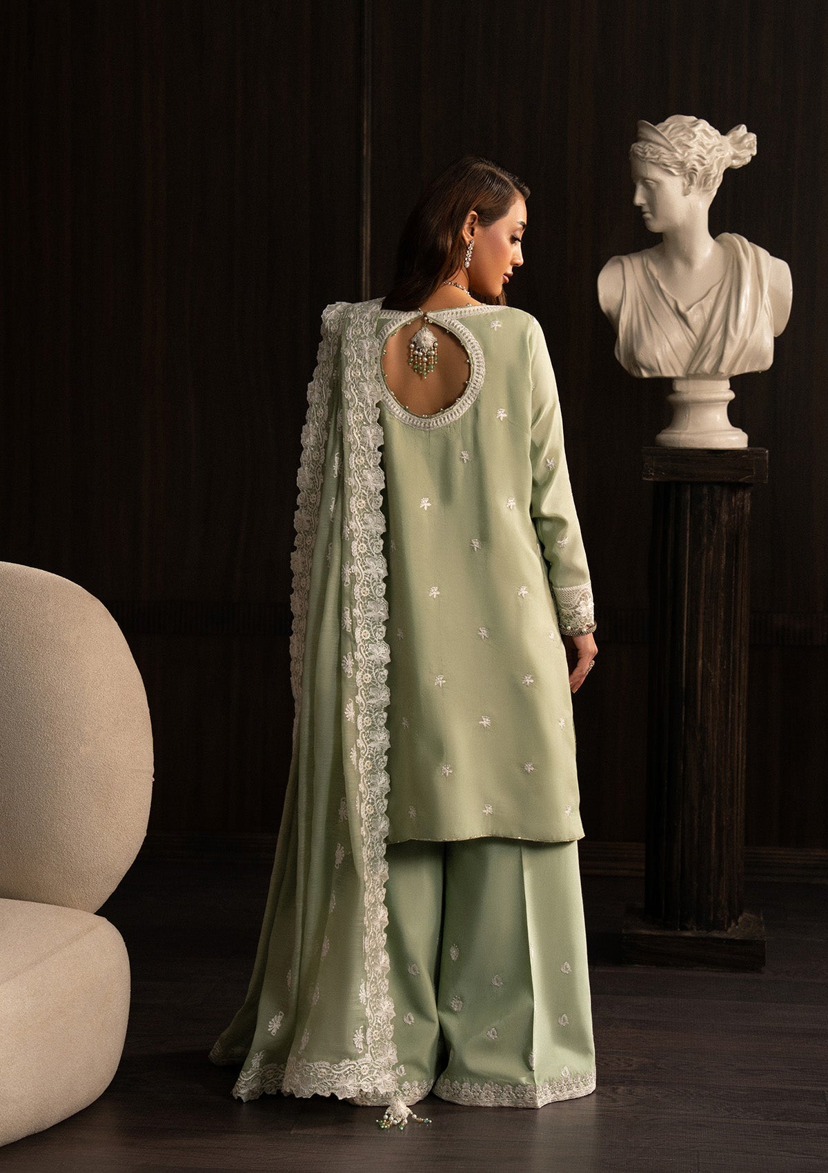 LADY AIK '25 - VOL. 1 - LOOK 03 Lime Green Front Open Shirt For Luxury Events - Pakistani Designer Wear for Women in UK | Kifat
