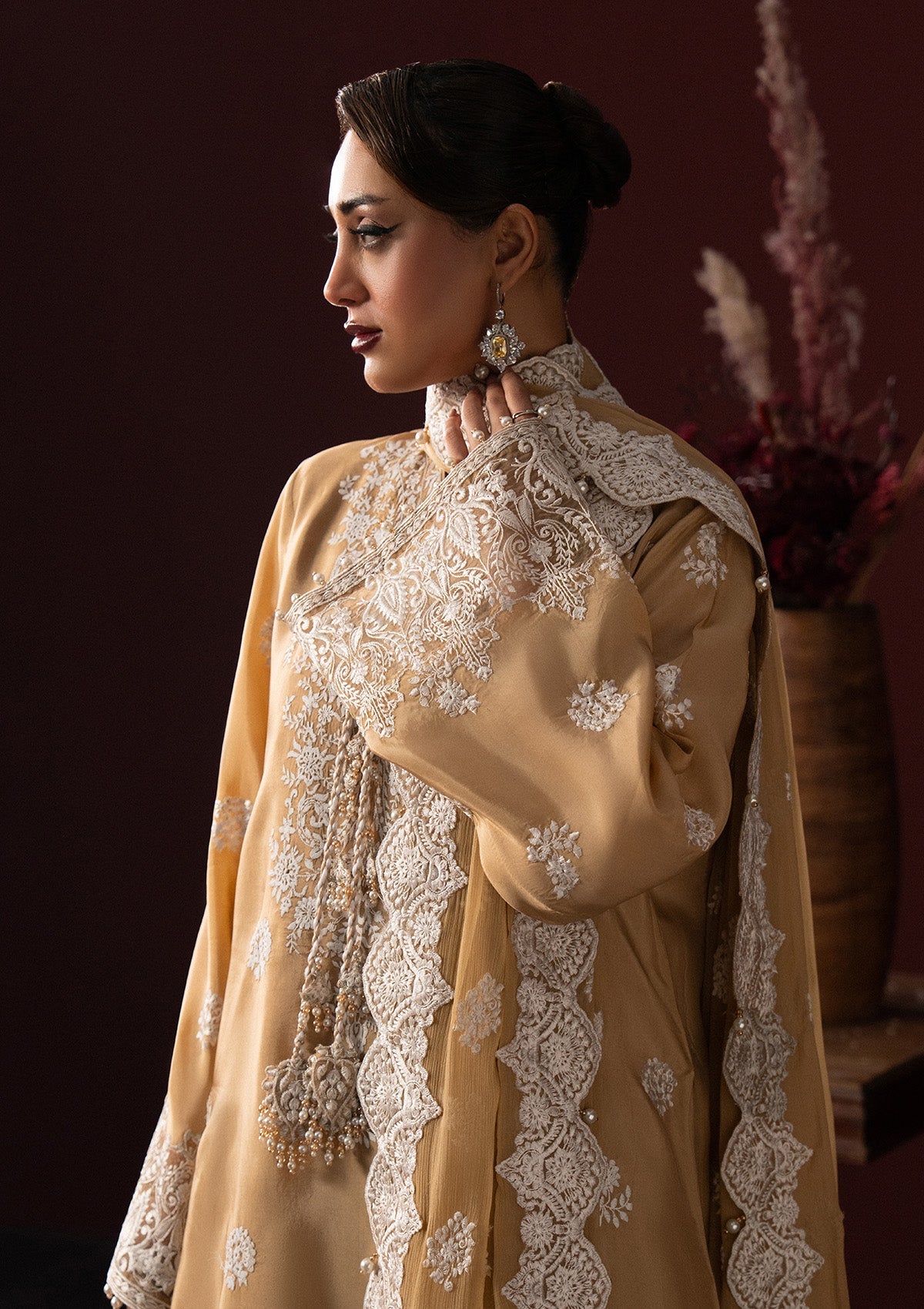 LADY AIK '25 - VOL. 1 - LOOK 04 Beige Long Shirt For Luxury Events - Pakistani Designer Wear for Women in UK | Kifat