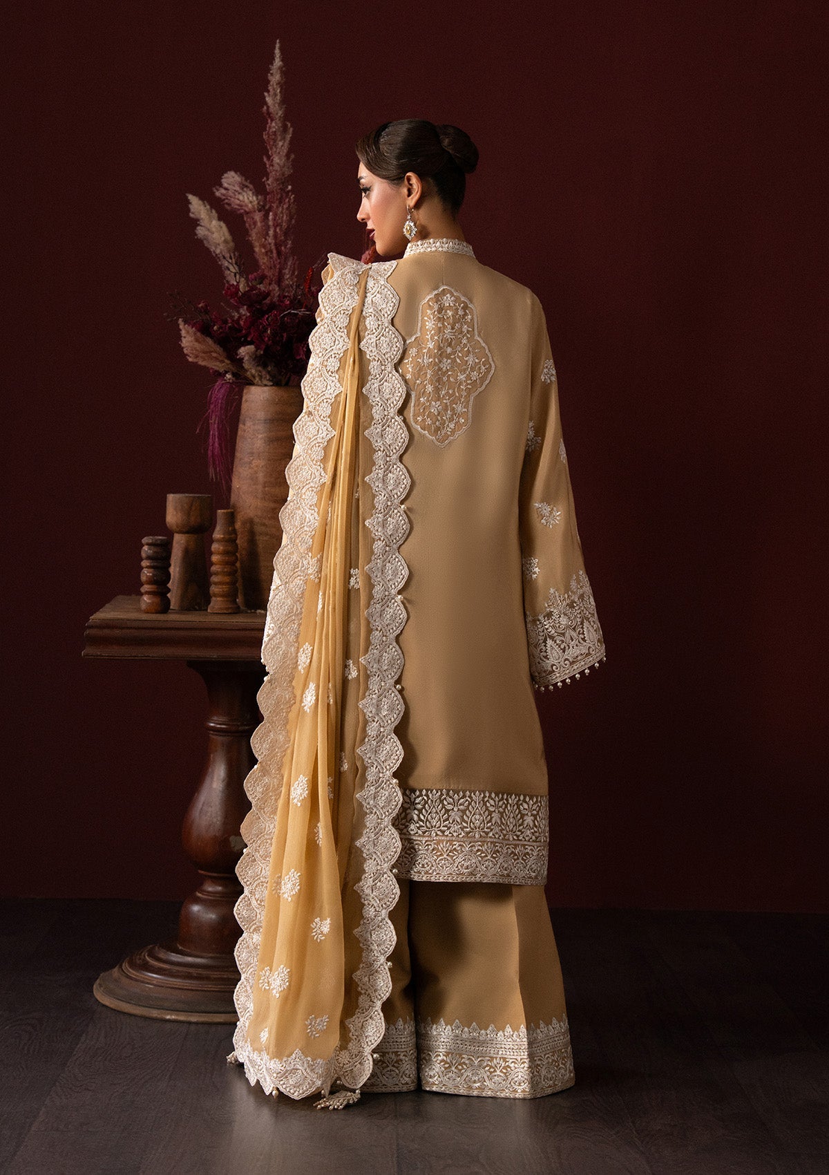 LADY AIK '25 - VOL. 1 - LOOK 04 Beige Long Shirt For Luxury Events - Pakistani Designer Wear for Women in UK | Kifat