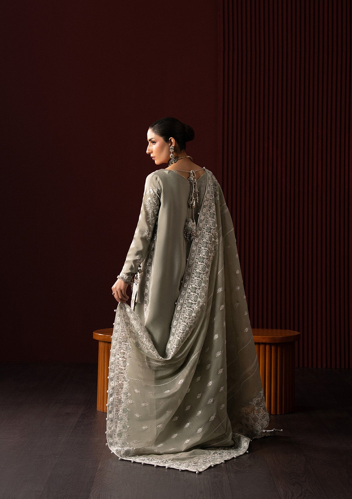 LADY AIK '25 - VOL. 1 - LOOK 06 Grey Long Shirt For Luxury Events - Pakistani Designer Wear for Women in UK | Kifat