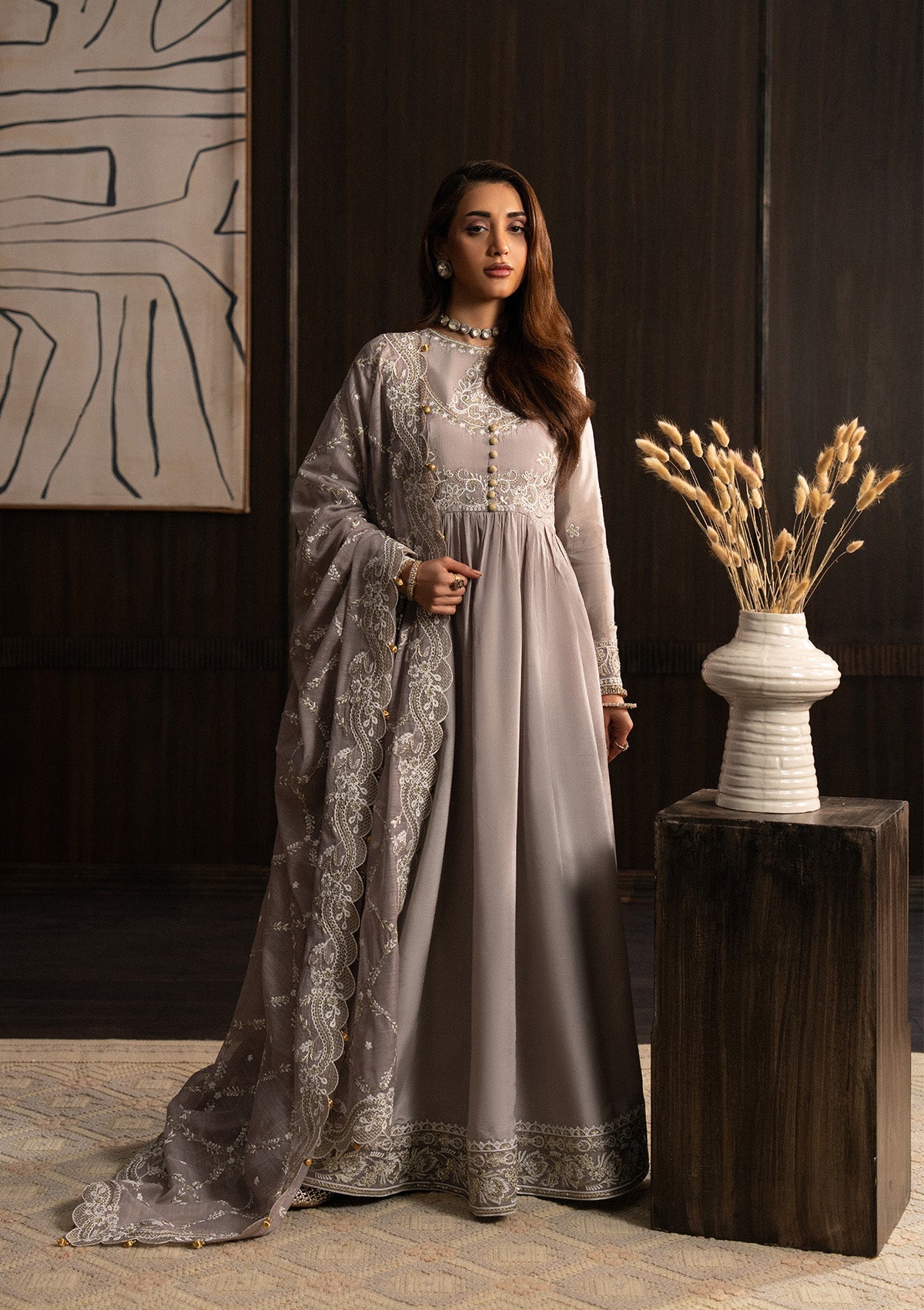 LADY AIK '25 - VOL. 1 - LOOK 07 Lilac Long Shirt For Luxury Events - Pakistani Designer Wear for Women in UK | Kifat