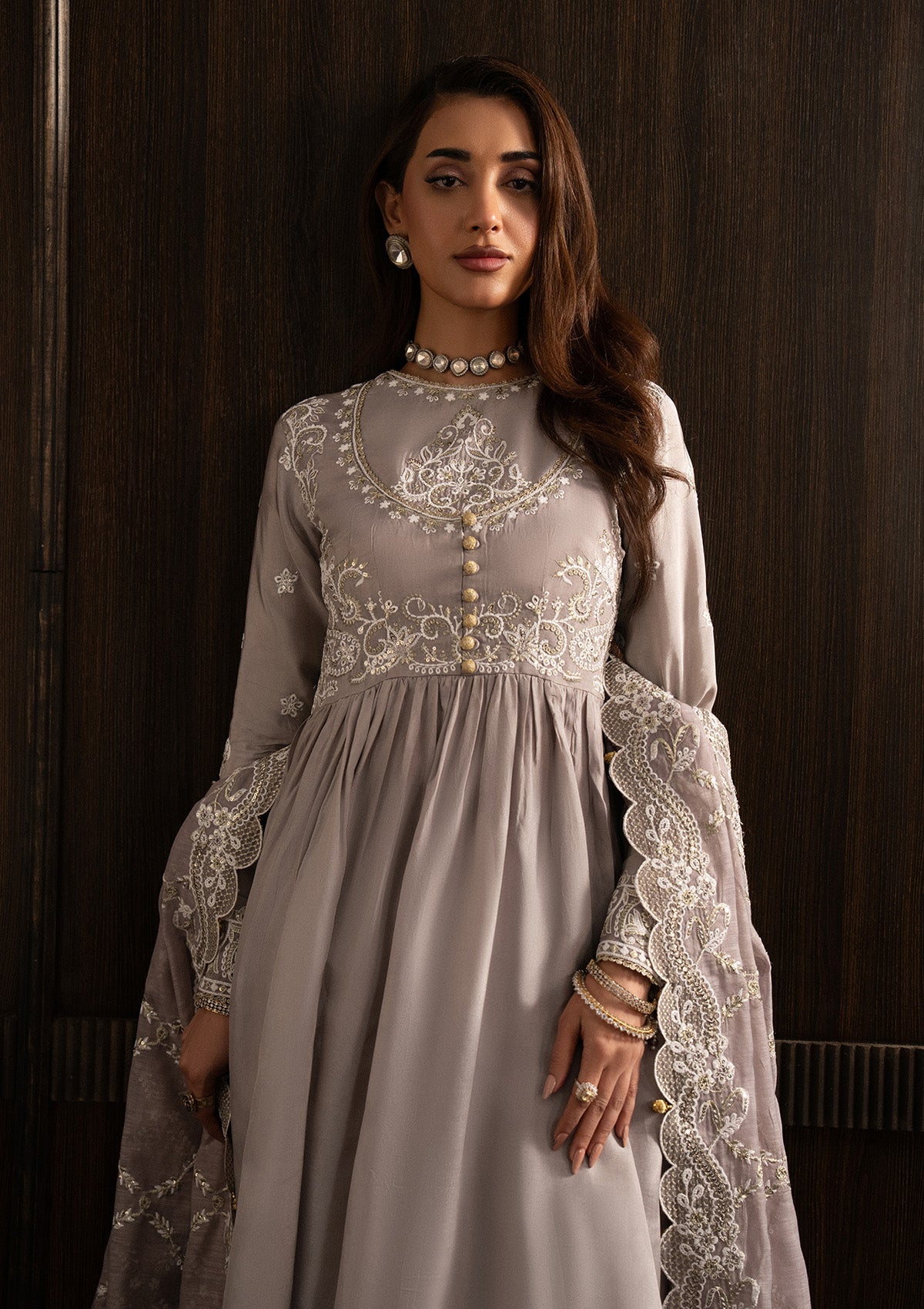 LADY AIK '25 - VOL. 1 - LOOK 07 Lilac Long Shirt For Luxury Events - Pakistani Designer Wear for Women in UK | Kifat