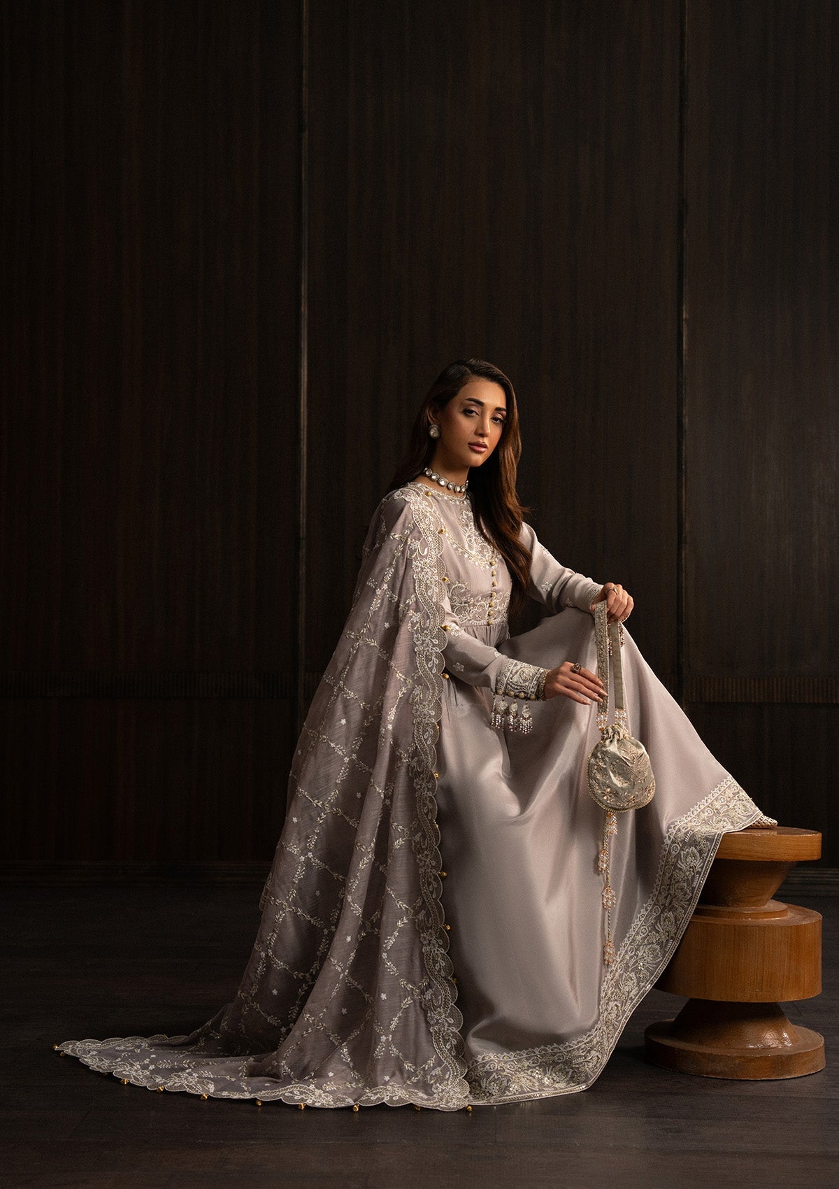 LADY AIK '25 - VOL. 1 - LOOK 07 Lilac Long Shirt For Luxury Events - Pakistani Designer Wear for Women in UK | Kifat