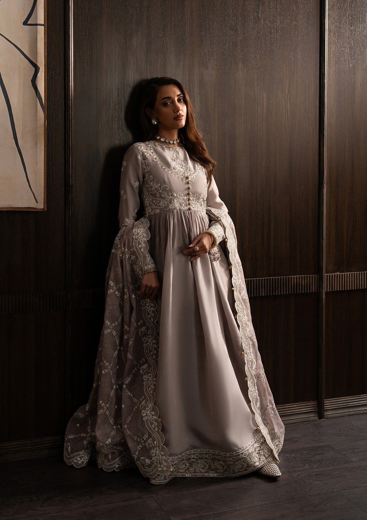 LADY AIK '25 - VOL. 1 - LOOK 07 Lilac Long Shirt For Luxury Events - Pakistani Designer Wear for Women in UK | Kifat