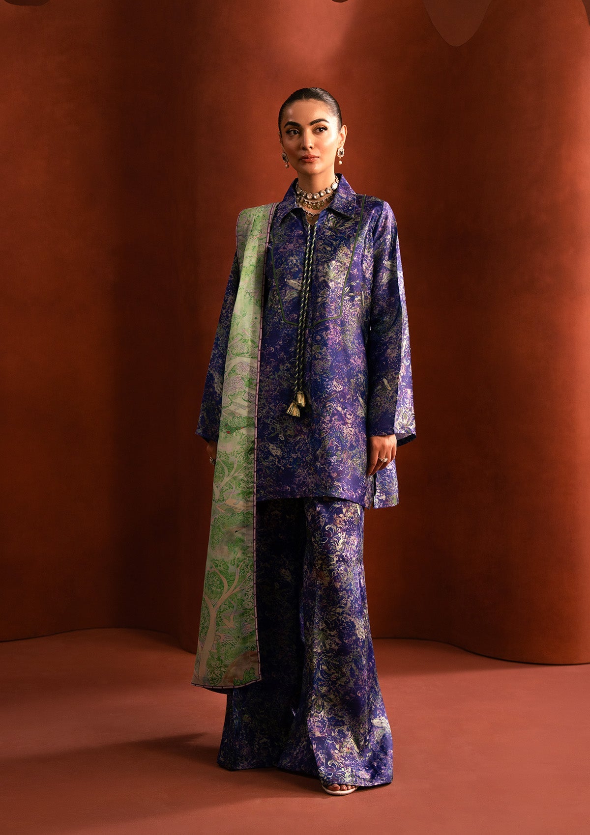 MISS AIK - RTW '25 D2 - LOOK 01 Purple Short shirt with Plazo For Luxury Events - Pakistani Designer Wear for Women in UK | Kifat