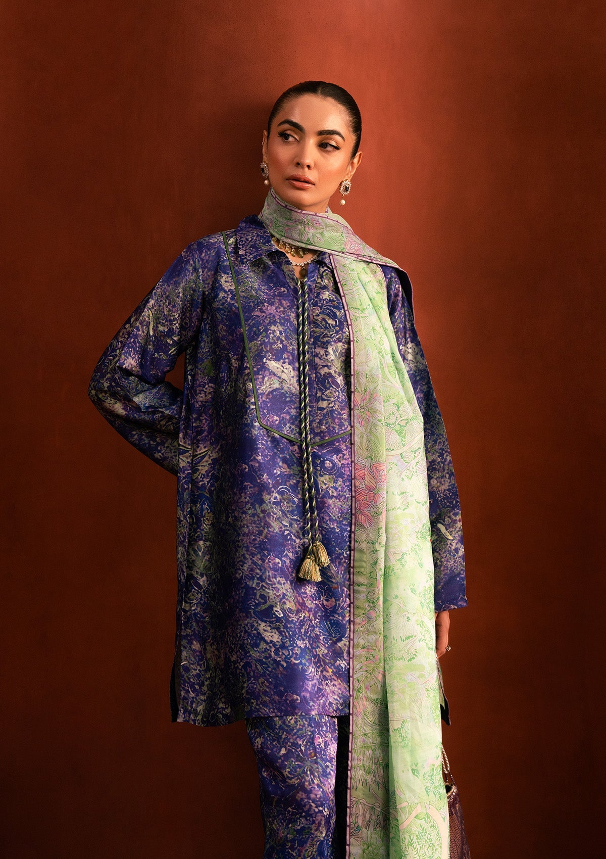 MISS AIK - RTW '25 D2 - LOOK 01 Purple Short shirt with Plazo For Luxury Events - Pakistani Designer Wear for Women in UK | Kifat