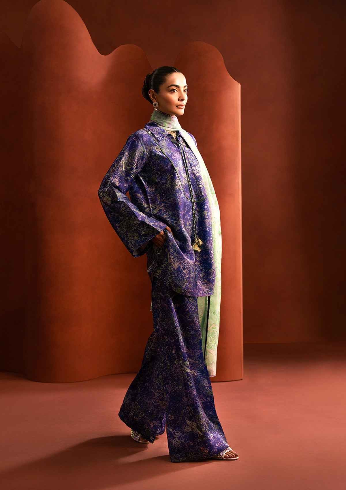 MISS AIK - RTW '25 D2 - LOOK 01 Purple Short shirt with Plazo For Luxury Events - Pakistani Designer Wear for Women in UK | Kifat