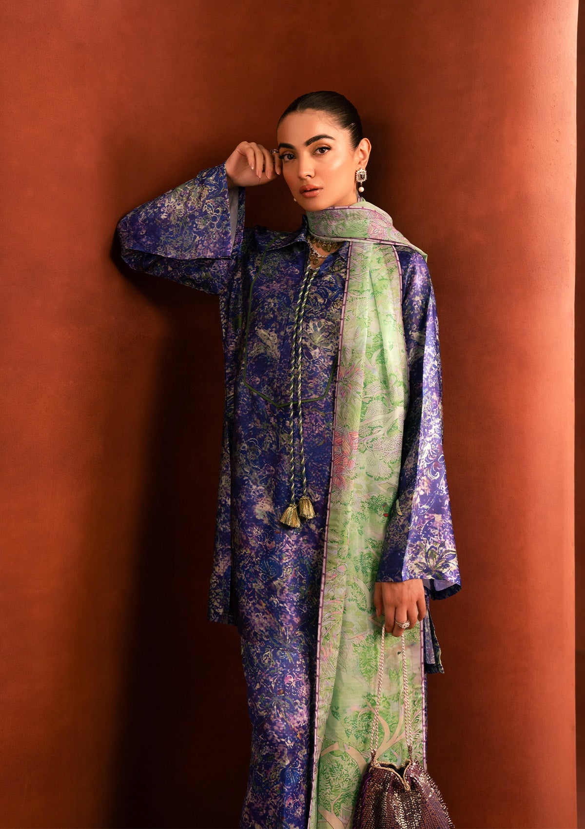 MISS AIK - RTW '25 D2 - LOOK 01 Purple Short shirt with Plazo For Luxury Events - Pakistani Designer Wear for Women in UK | Kifat
