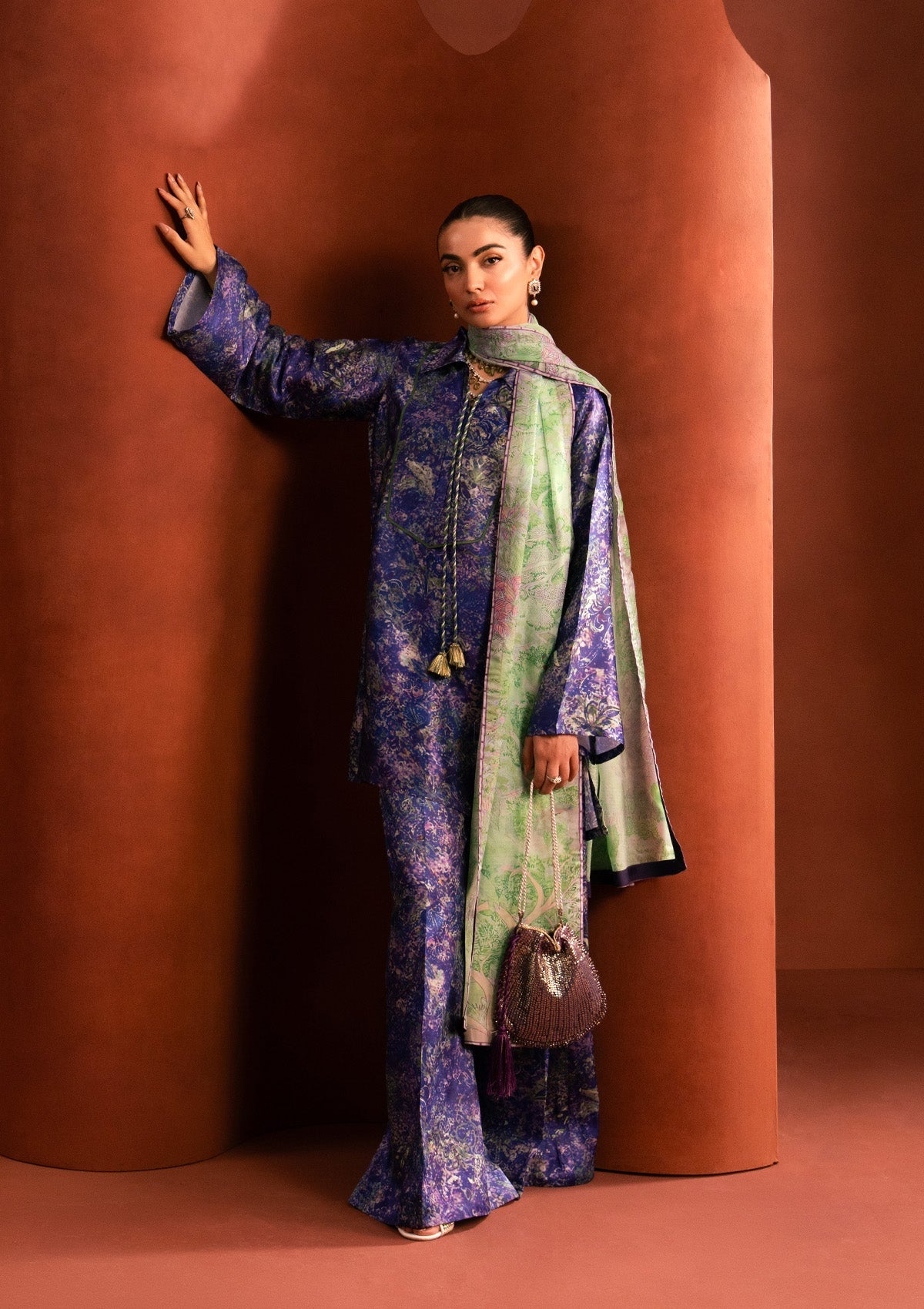 MISS AIK - RTW '25 D2 - LOOK 01 Purple Short shirt with Plazo For Luxury Events - Pakistani Designer Wear for Women in UK | Kifat