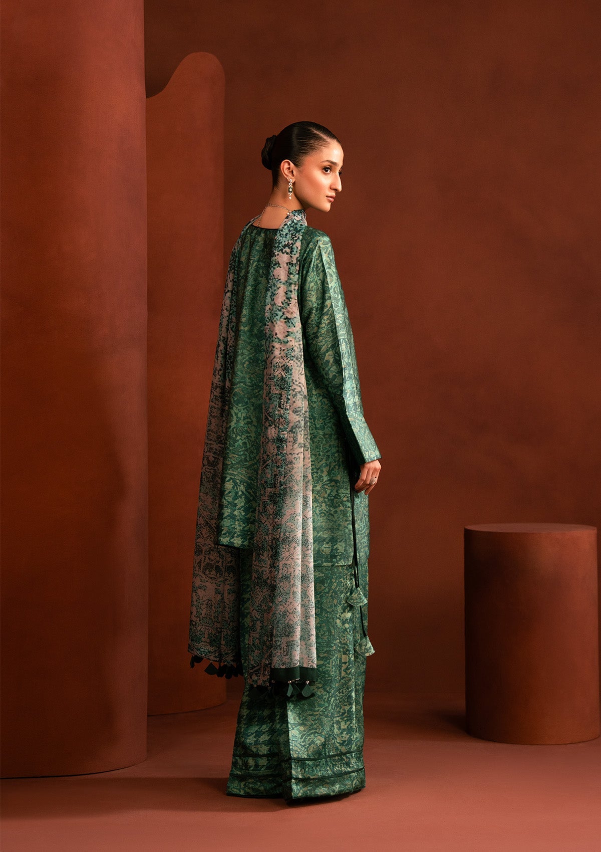 MISS AIK - RTW '25 D2 - LOOK 02 Emerald Short Shirt with Plazo For Luxury Events - Pakistani Designer Wear for Women in UK | Kifat