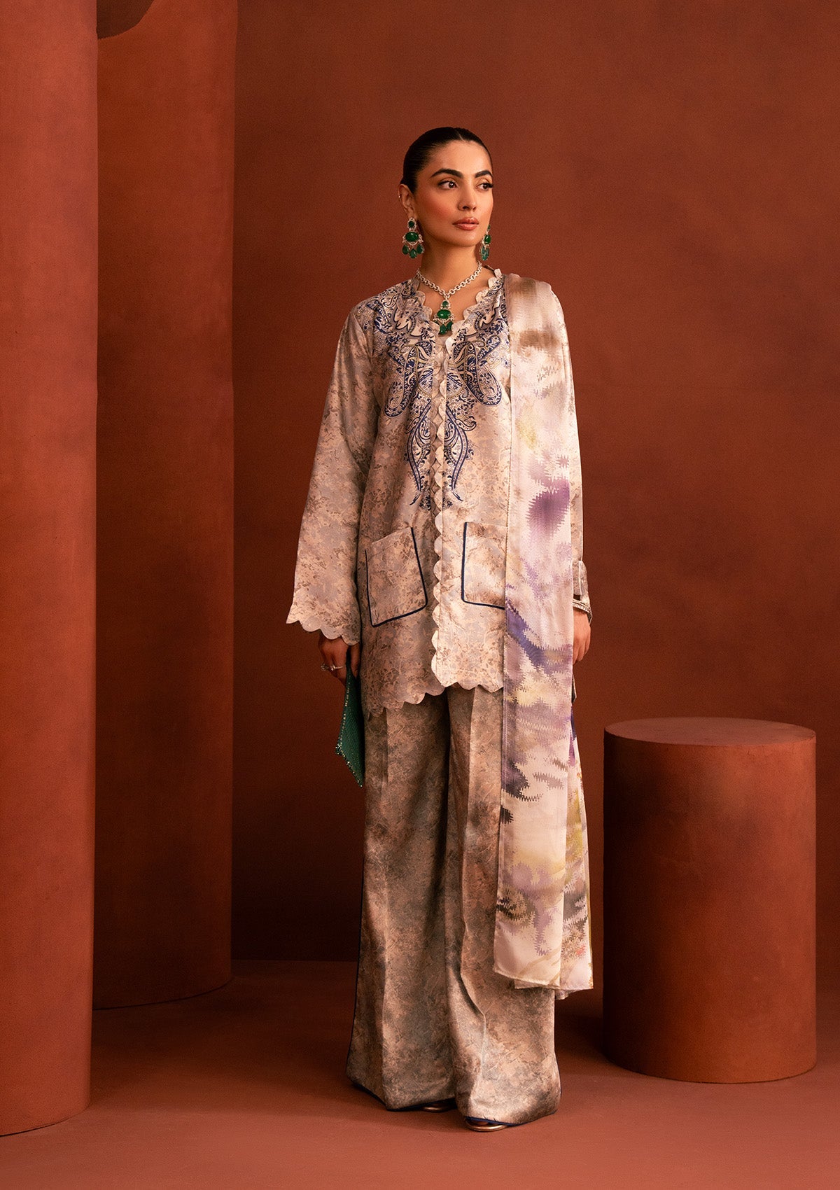 MISS AIK - RTW '25 D2 - LOOK 04 White Short Shirt with Plazo For Luxury Events - Pakistani Designer Wear for Women in UK | Kifat