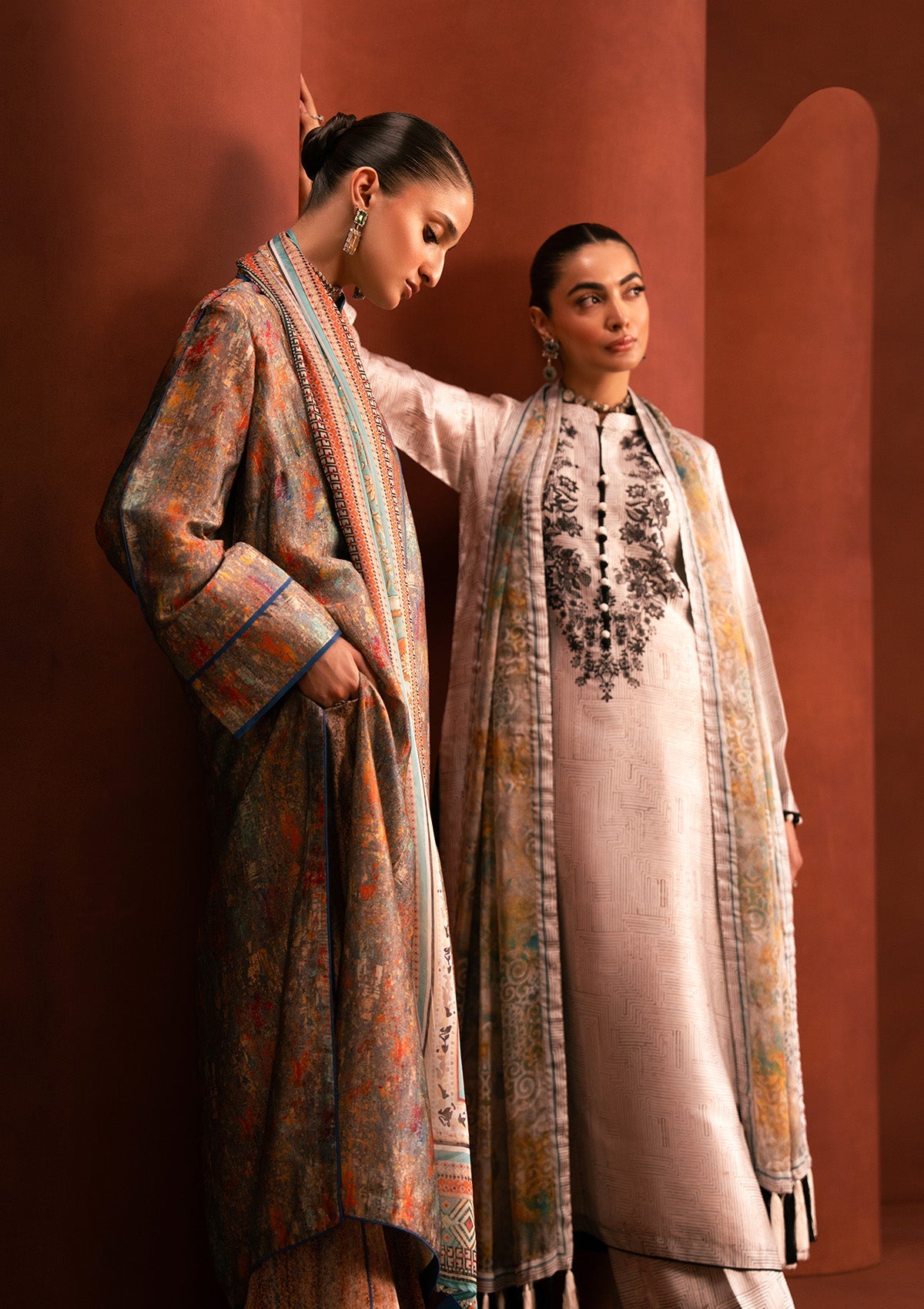 MISS AIK - RTW '25 D2 - LOOK 05 Rust Long Shirt For Luxury Events - Pakistani Designer Wear for Women in UK | Kifat