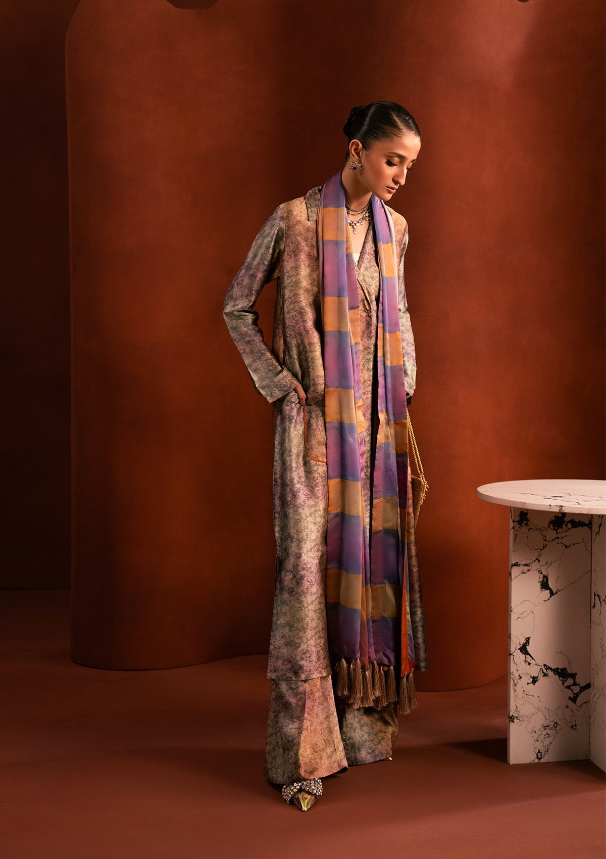MISS AIK - RTW '25 D2 - LOOK 06 Grey Long Shirt For Luxury Events - Pakistani Designer Wear for Women in UK | Kifat