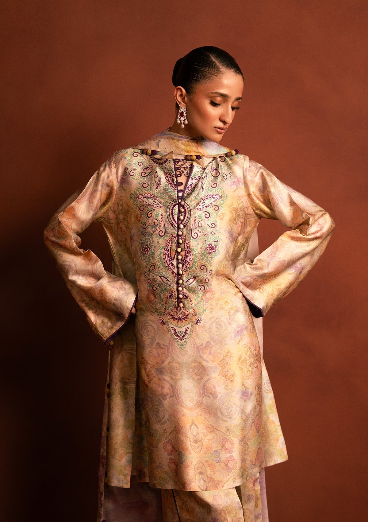 MISS AIK - RTW '25 D2 - LOOK 08 Pastel Yellow Short Shirt with Plazo For Luxury Events - Pakistani Designer Wear for Women in UK | Kifat