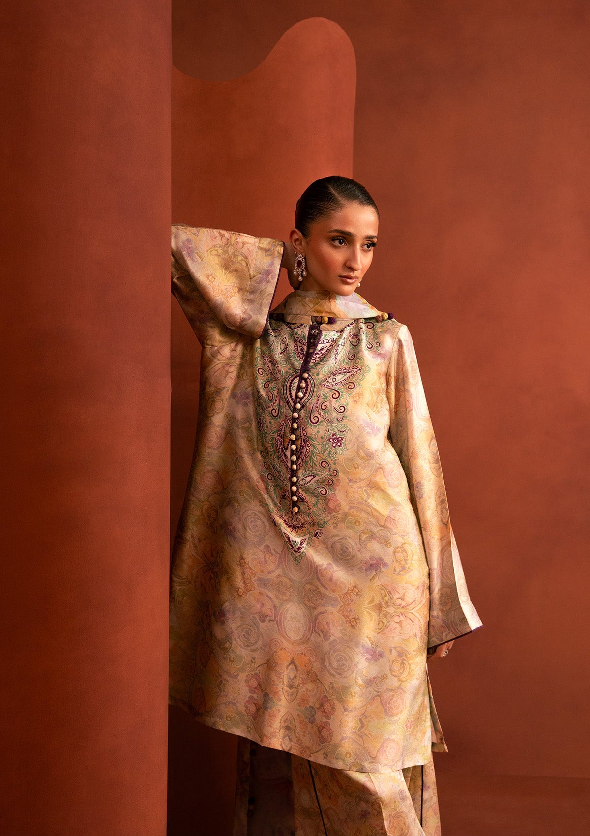MISS AIK - RTW '25 D2 - LOOK 08 Pastel Yellow Short Shirt with Plazo For Luxury Events - Pakistani Designer Wear for Women in UK | Kifat