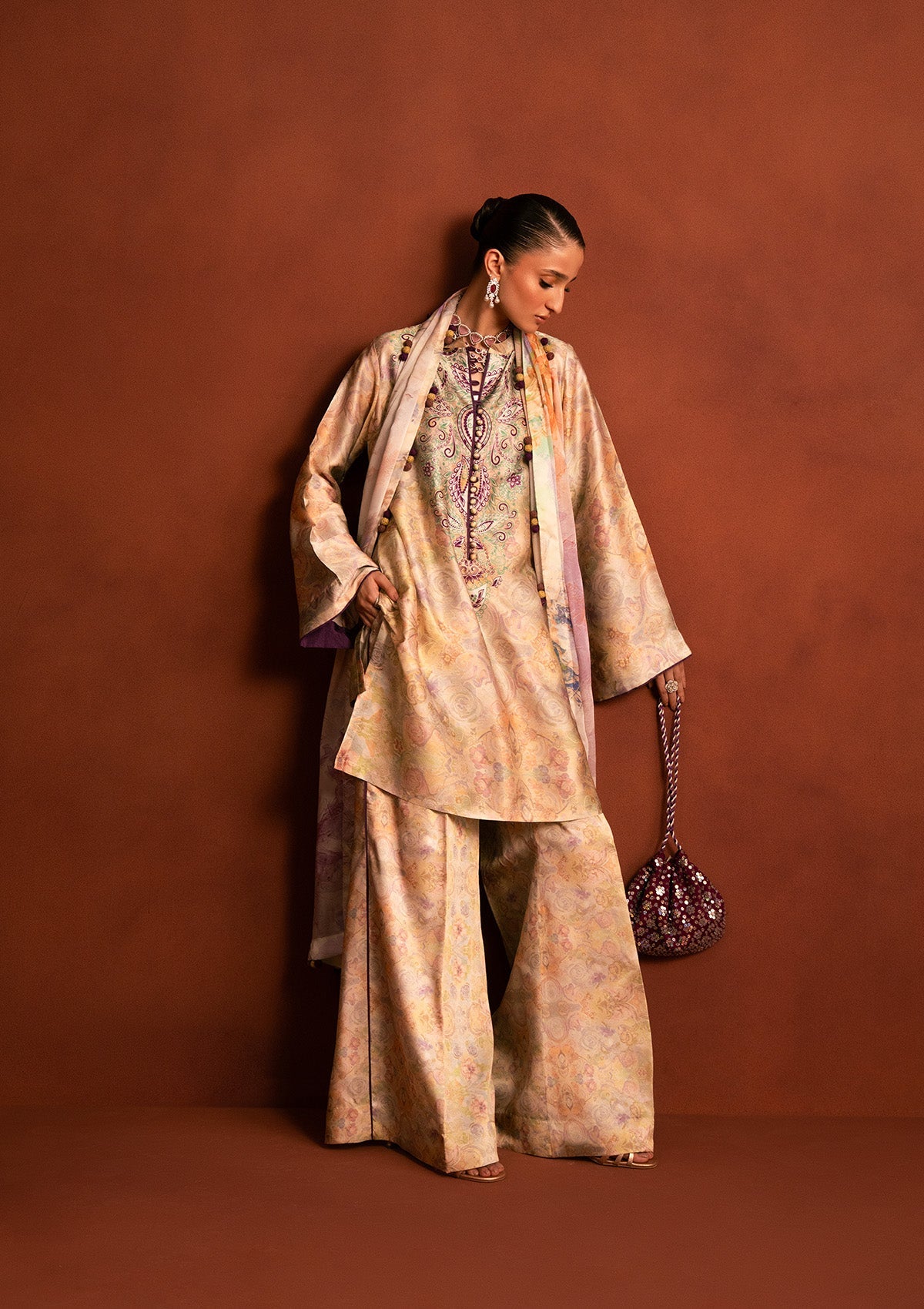 MISS AIK - RTW '25 D2 - LOOK 08 Pastel Yellow Short Shirt with Plazo For Luxury Events - Pakistani Designer Wear for Women in UK | Kifat
