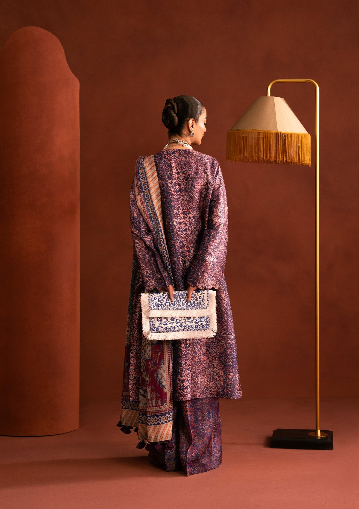 MISS AIK - RTW '25 D2 - LOOK 10 Purple Multi Long Shirt For Luxury Events - Pakistani Designer Wear for Women in UK | Kifat